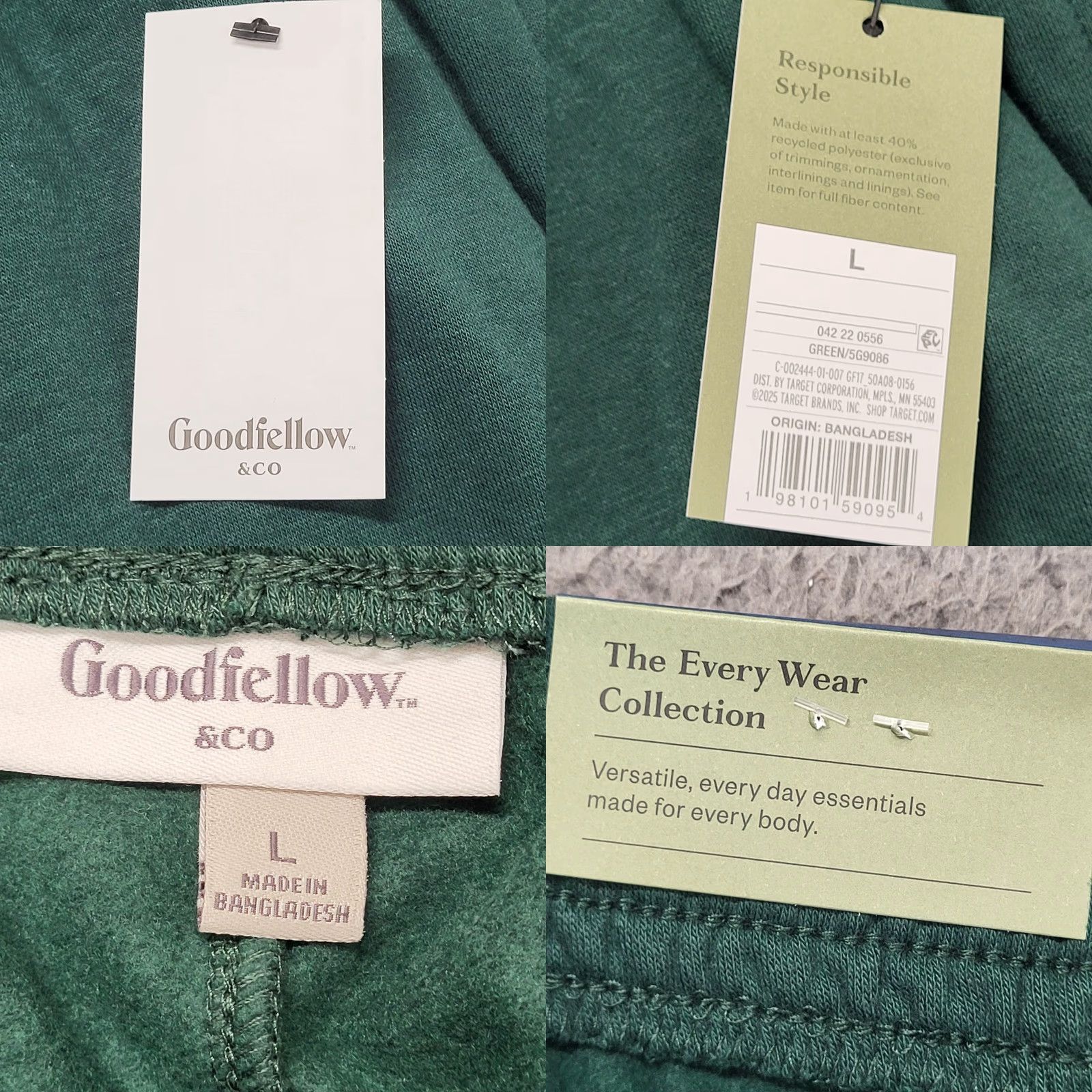 Vintage Goodfellow & Co Fleece Jogger Pants Mens Large Green Ultra Soft Tapered NWT Modern City Sports Everyday Casual Size US 33 - 8 Thumbnail