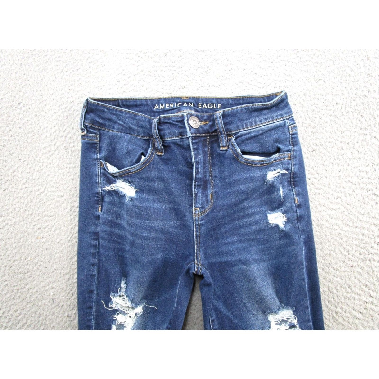 American Eagle Outfitters American Eagle Outfitters Jegging Jeans Size 4 Short Distressed Hi Rise Stretch Denim Blue Women’s 5-Pocket Design Size 27" / US 4 / IT 40 - 3 Thumbnail