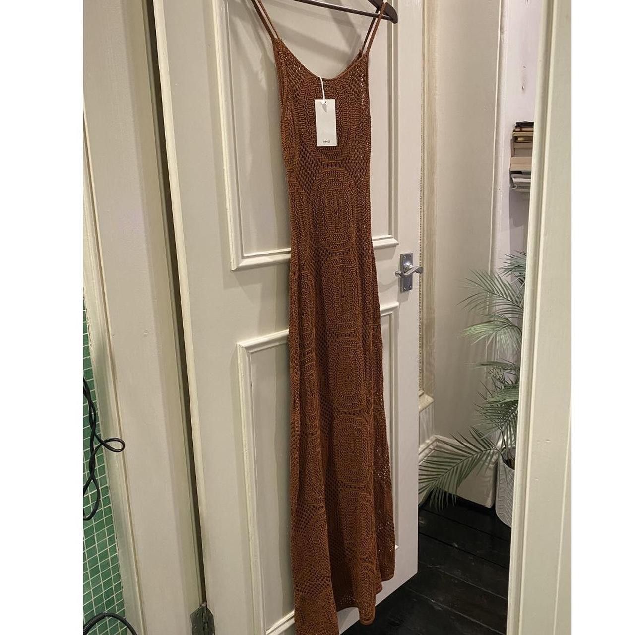 Mango Crochet brown maxi dress | Grailed