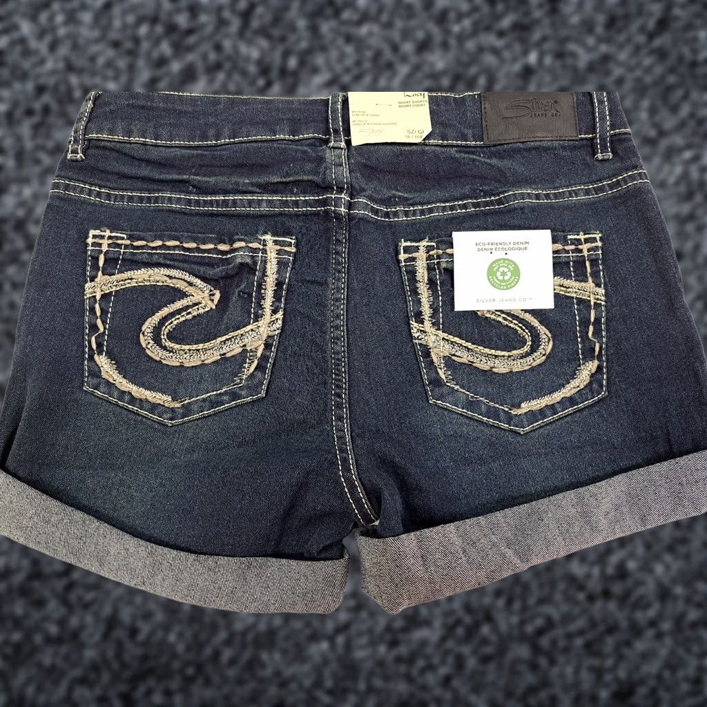 Silver Jeans Co. Silver Jeans Womens 27/28 Mid Rise Denim Shorts Embroidered Cuffed Casual Blue 2.5in Inseam Mens? Size 27" / US 4 / IT 40 - 1 Thumbnail