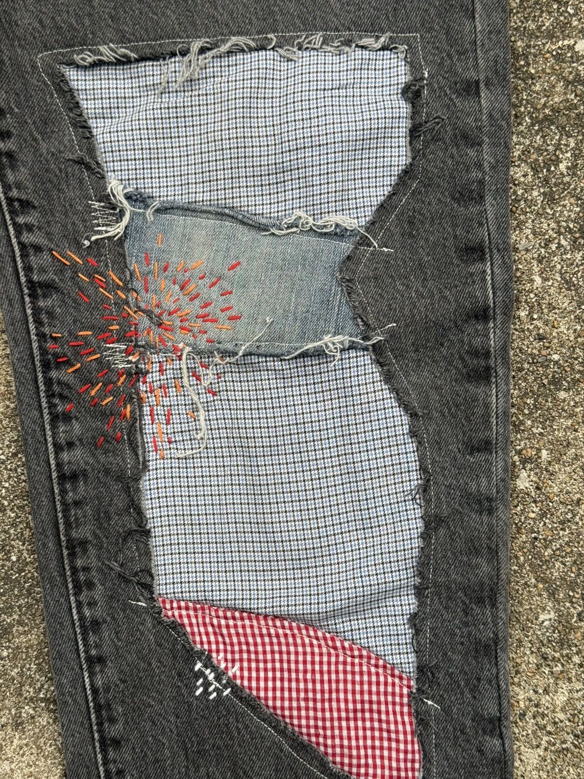 Abercrombie & Fitch Custom Rework A&F Loose Fit Jeans - Patchwork and Sashiko Size US 30 / EU 46 - 9 Thumbnail