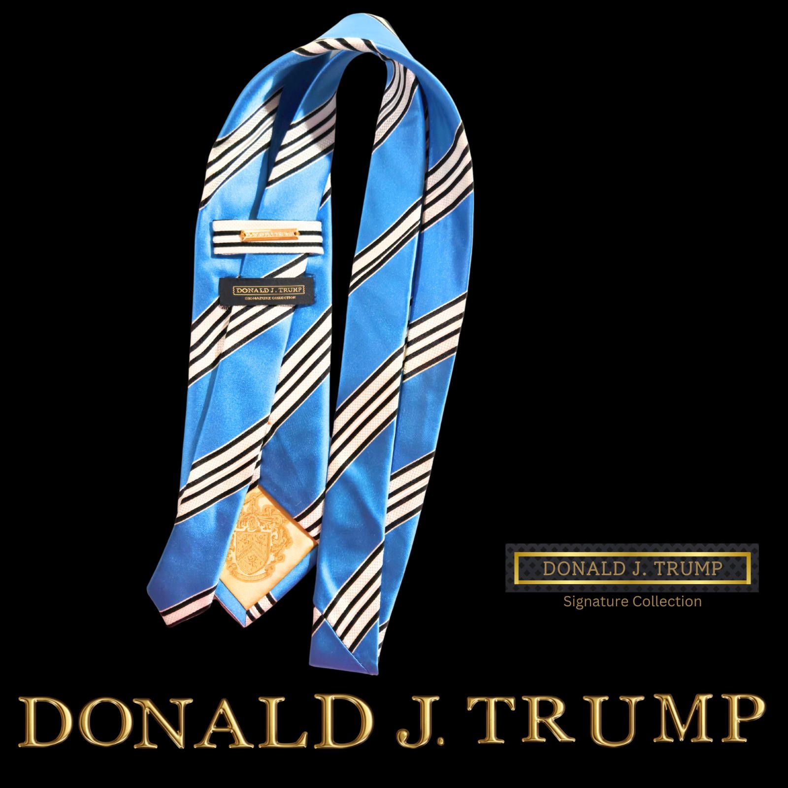Designer Donald J. Trump Collection Necktie Turquoise Stripe NEW Size ONE SIZE - 3 Thumbnail