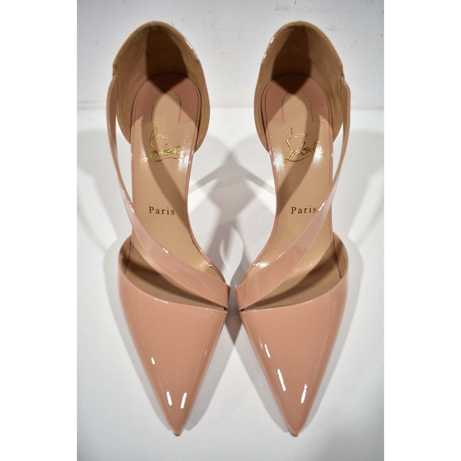 Christian Louboutin Astrid 100 Nude Patent Leather Cross Strap Heel Pump 42 Size US 12 / IT 42 - 7 Thumbnail