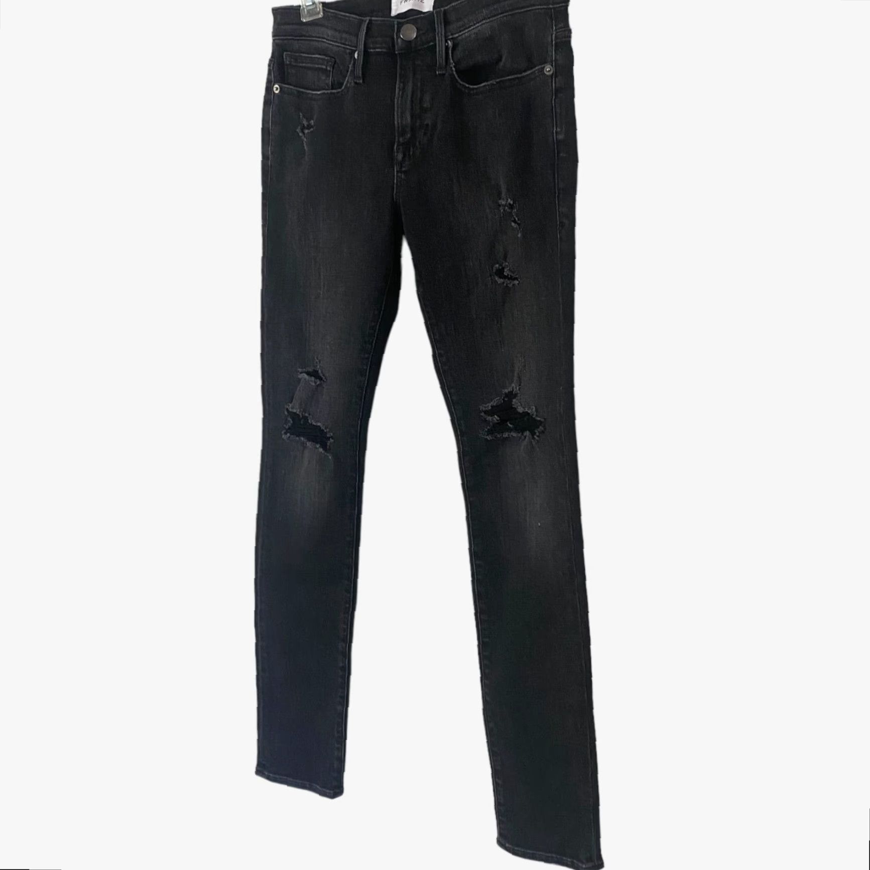 Frame FRAME L'Homme Skinny Stretch Denim Jeans Men 29 Black Distressed 5-Pocket 32in Inseam Regular Size Size US 29 - 2 Thumbnail