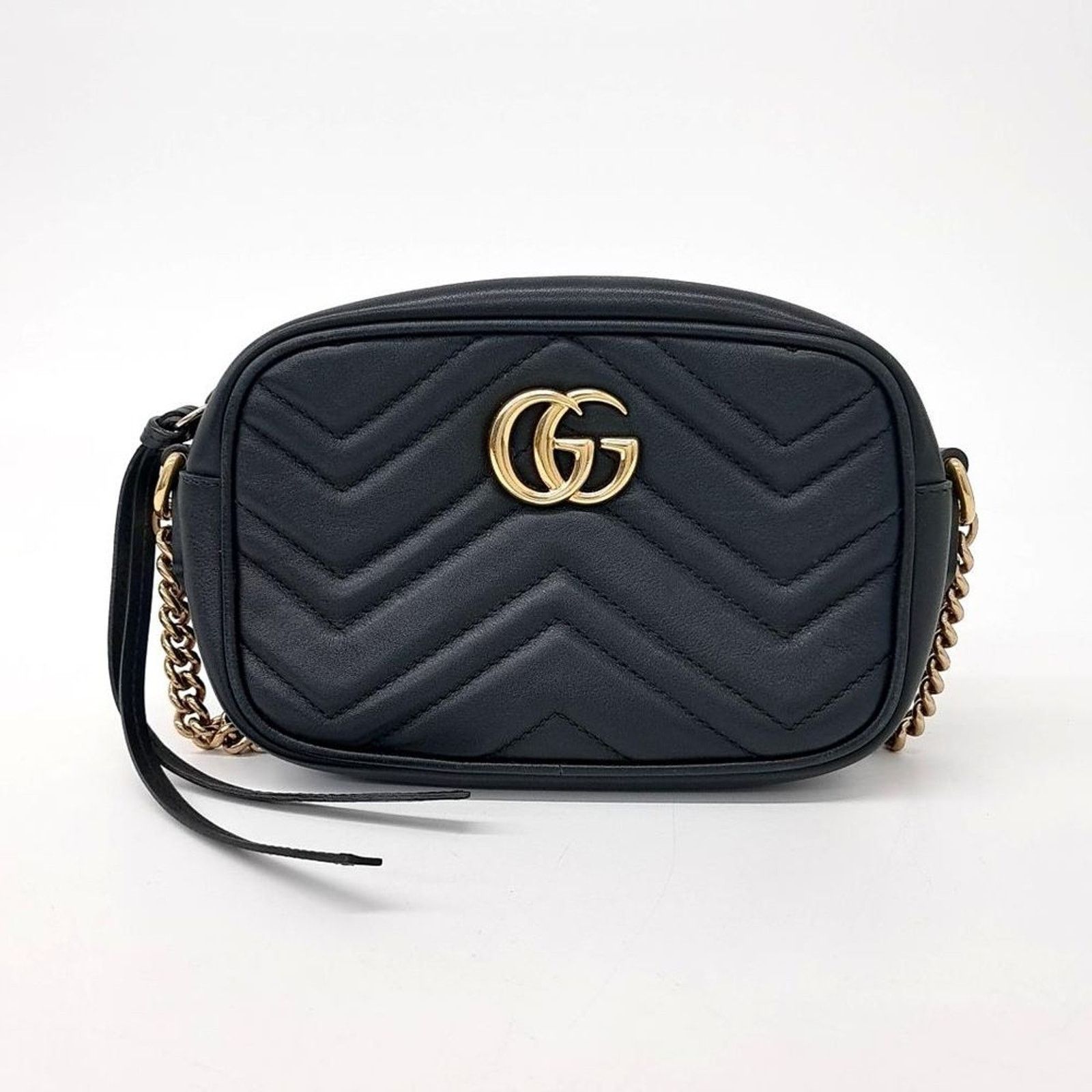 Gucci Marmont Matelasse Mini Cross Bag (448065) (1220010) in Black, Women's