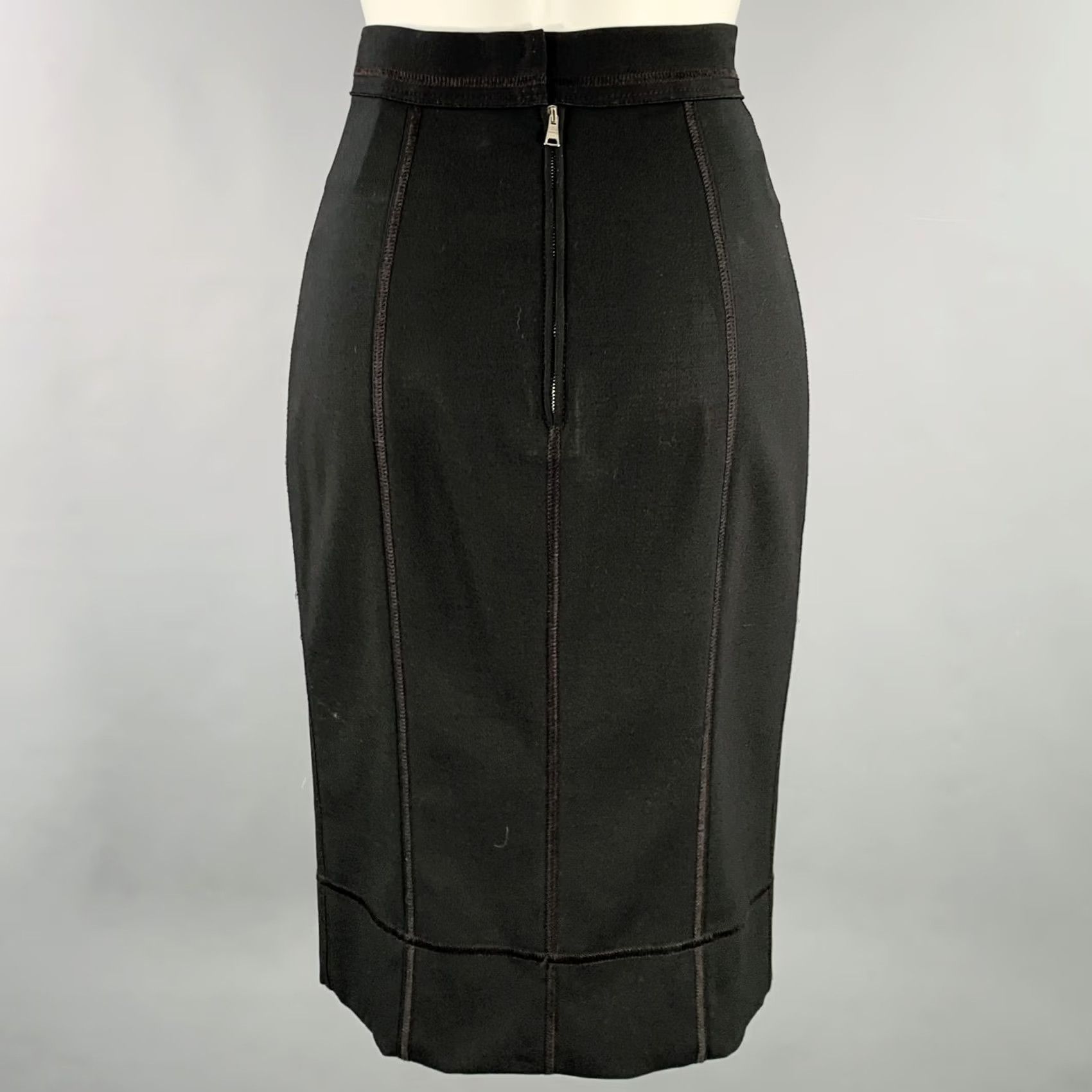 Dolce & Gabbana DOLCE & GABBANA Skirt Size 4 Black Virgin Wool Blend Reverse Seams Size 27" / US 4 / IT 40 - 3 Thumbnail