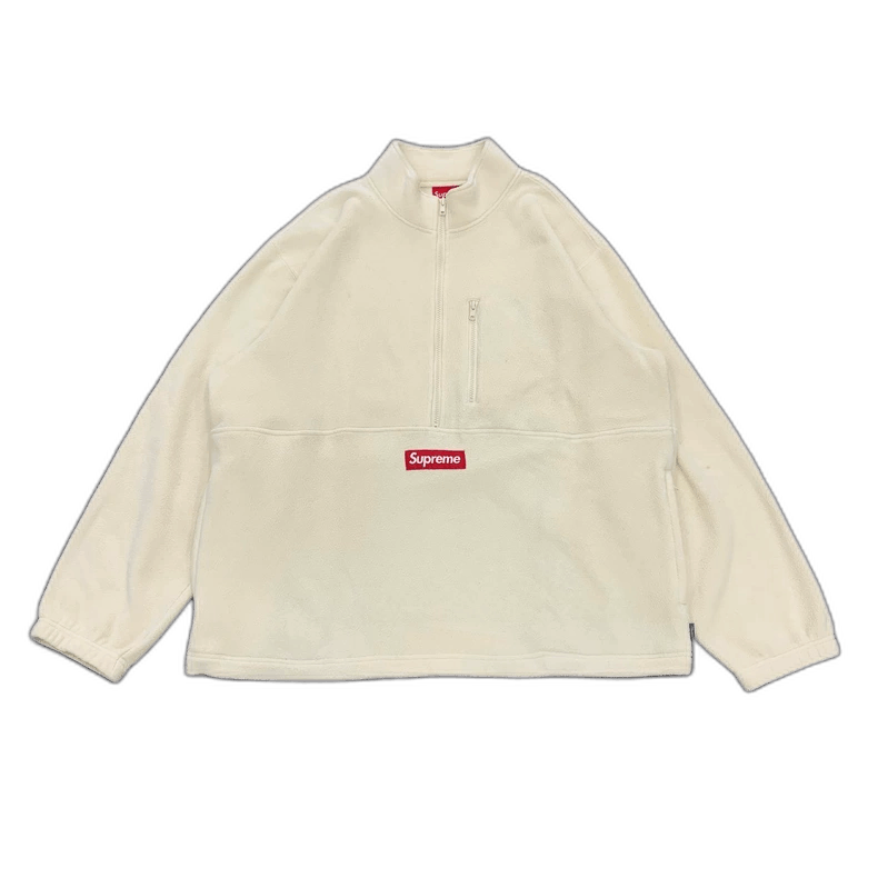 Bape Supreme Half-Zip Fleece Sweatshirt in White Size US XL / EU 56 / 4 - 1 Thumbnail