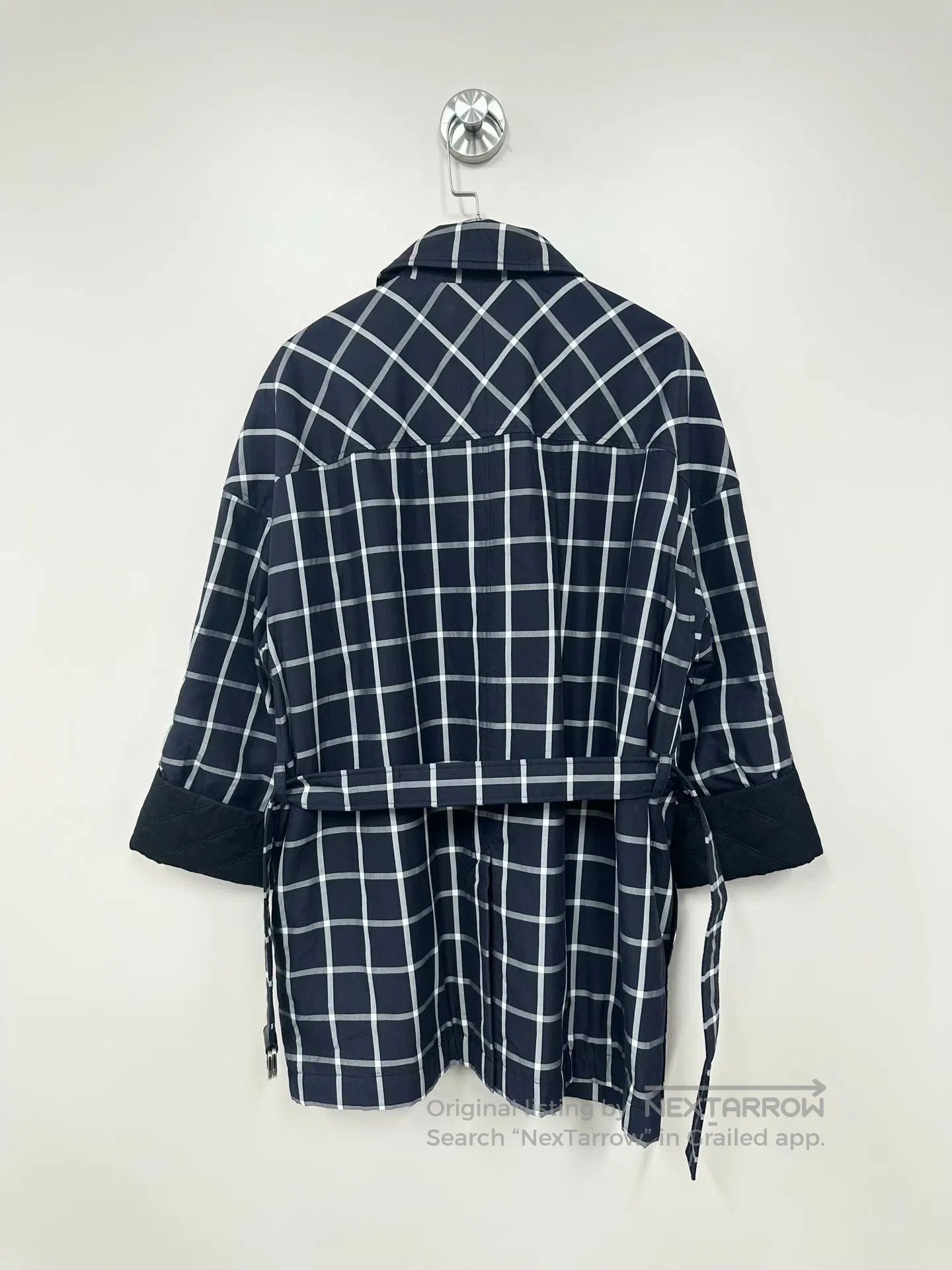 Hermes Hermes Navy Blue Checkered Cotton Coat Windbreaker| Size XS / US 0-2 / IT 36-38 - 2 Thumbnail