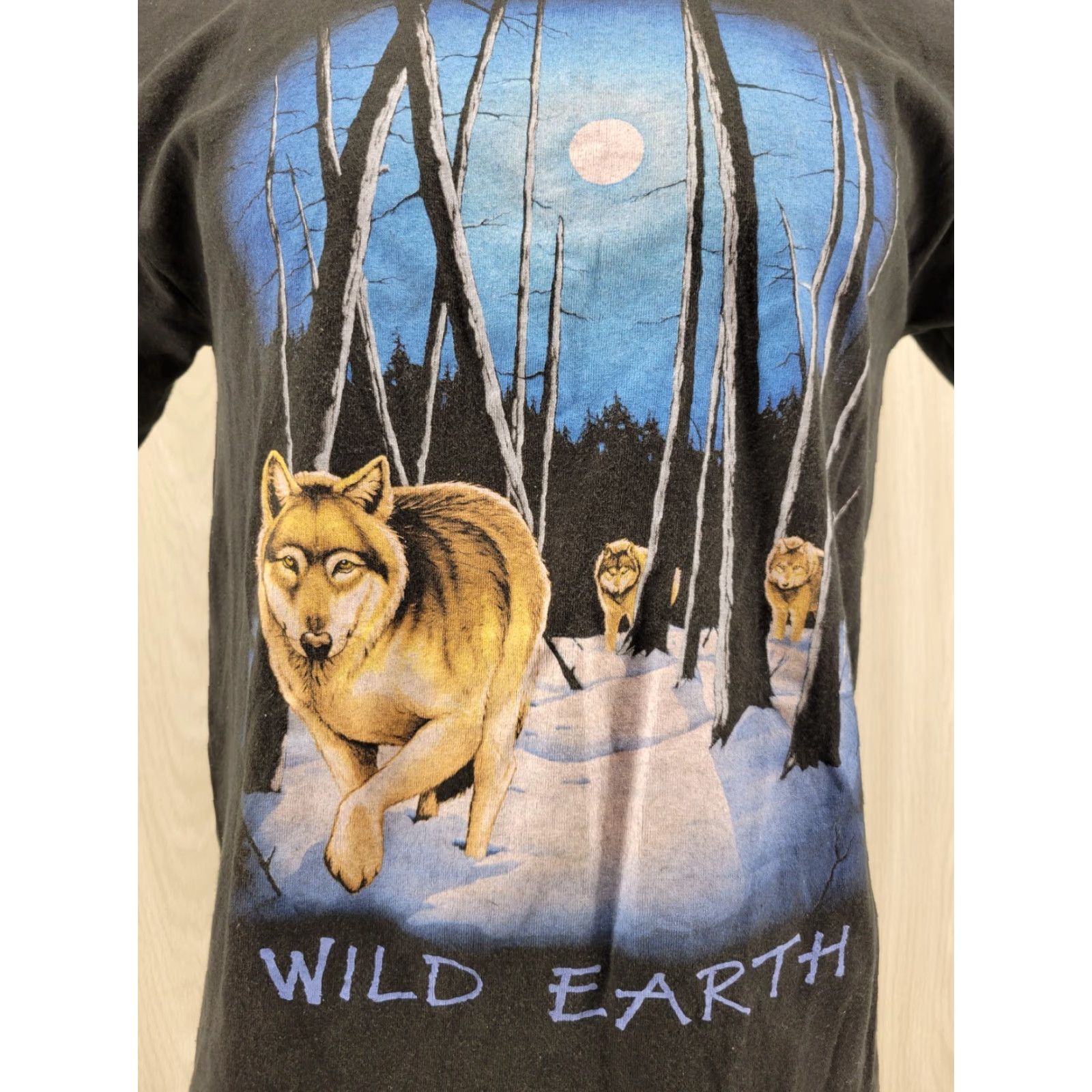 Anvil VINTAGE Anvil T-Shirt Wolf Shirt 90s Y2K Graphic Tee Mens M Black Cotton Short Sleeve Crew Neck Size US M / EU 48-50 / 2 - 2 Thumbnail