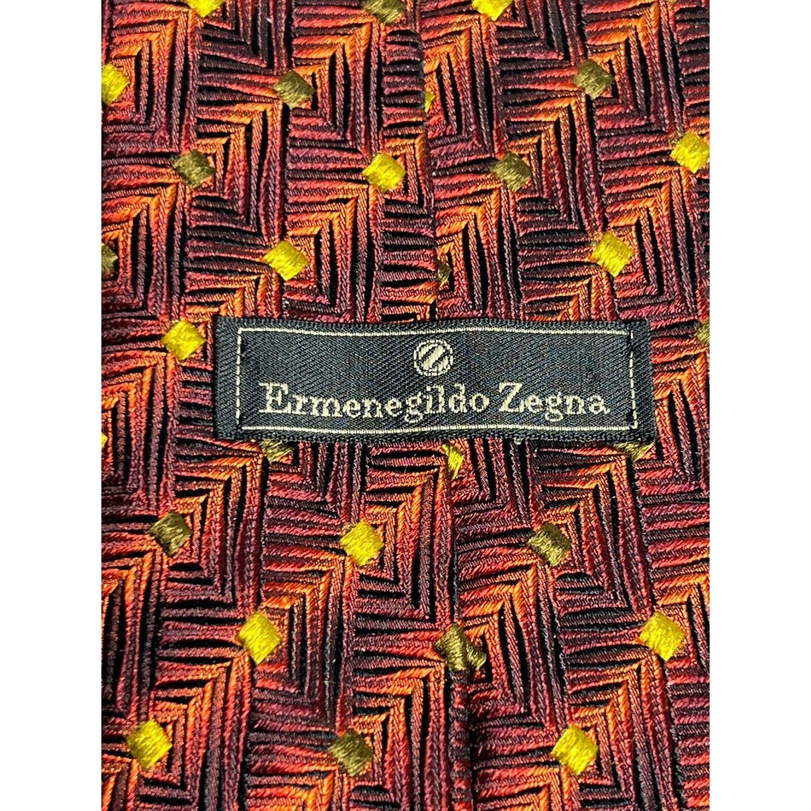 Ermenegildo Zegna Ermenegildo Zegna Italy Made Men's Brown Gold 100% Silk Tie Size ONE SIZE - 3 Thumbnail