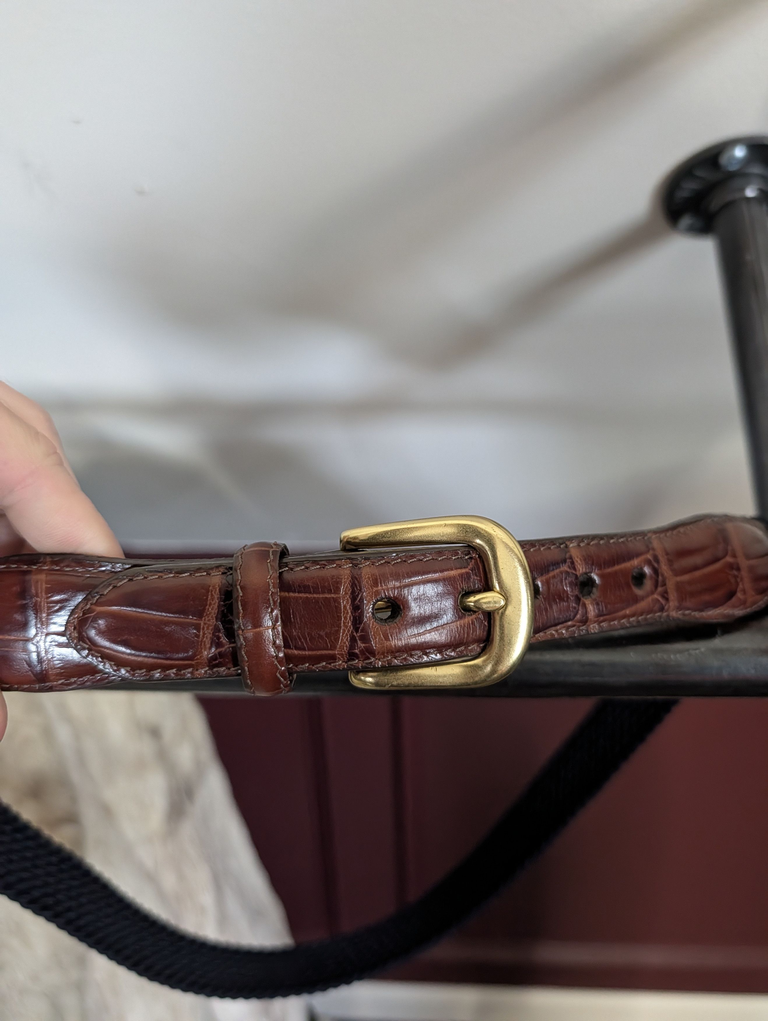 Brighton Brown Alligator Exotic Brass Buckle Woven Belt 40 Size 40 - 1 Thumbnail
