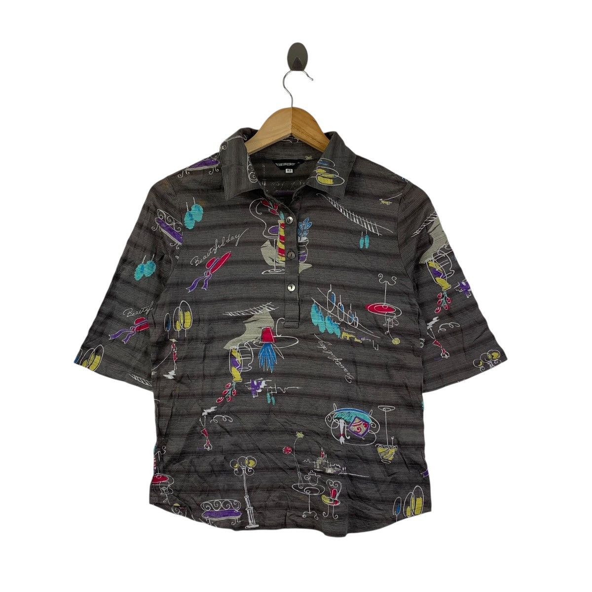 Vintage Mood Union Party Japan Abstract Art Print Polo Shirt Size US S / EU 44-46 / 1 - 1 Thumbnail