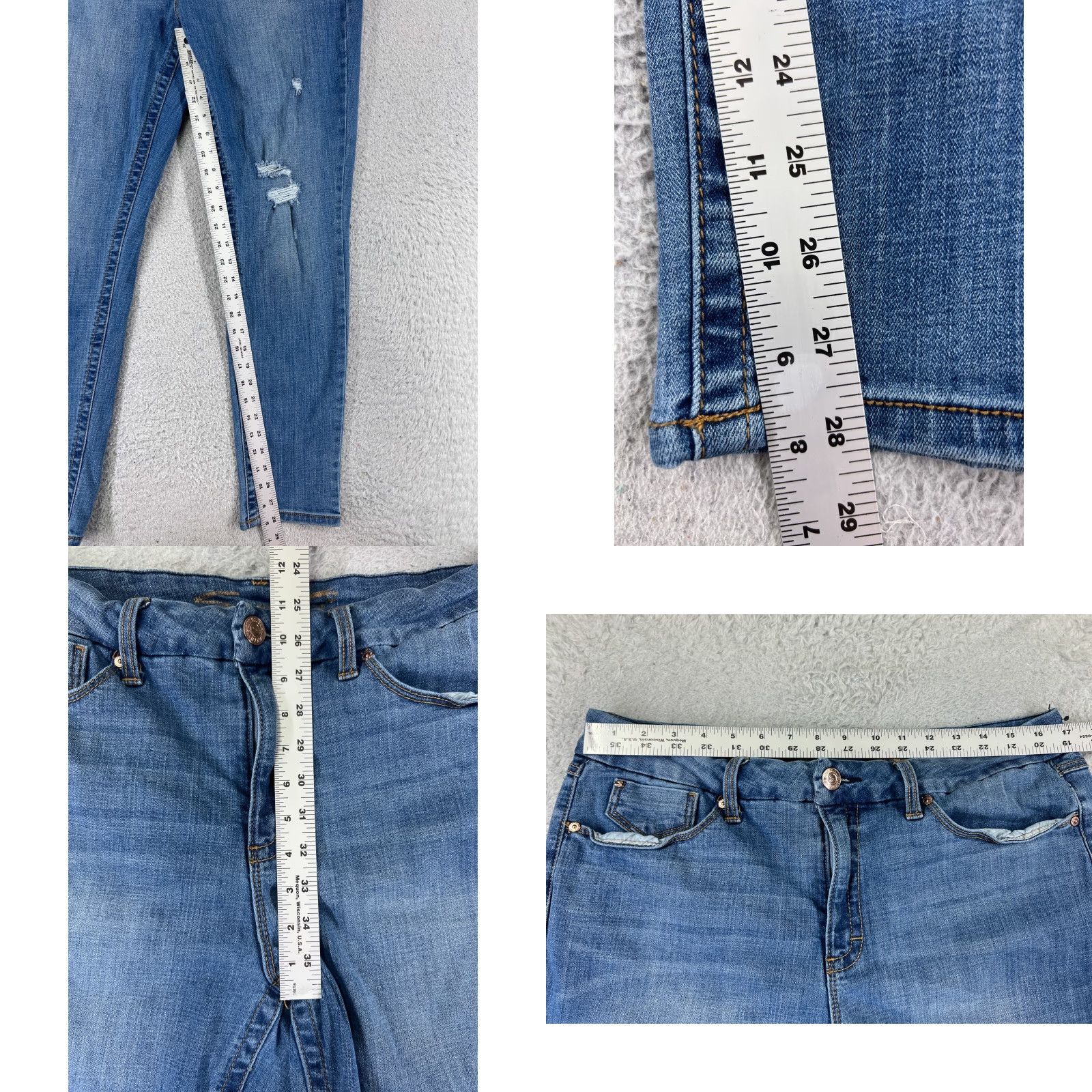 Vintage Seven7 Jeans Women 16 Blue Denim Distressed Tummyless High Rise Skinny Size 38" / US 16 / IT 52 - 8 Thumbnail