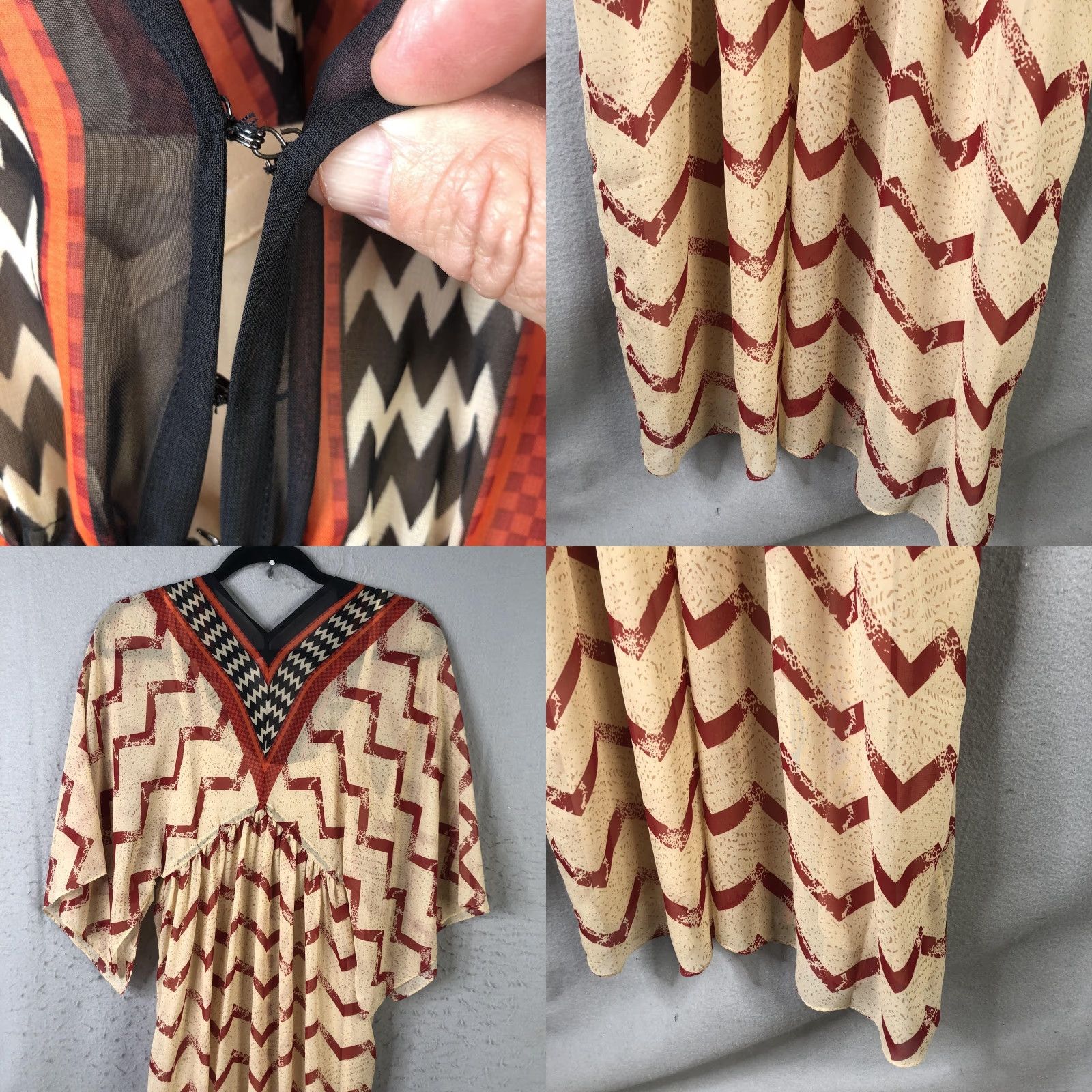 Soft Surroundings Soft Surroundings Dress Womens XS Multicolor Chevron Kaftan Maxi Beaded Size XS / US 0-2 / IT 36-38 - 10 Thumbnail