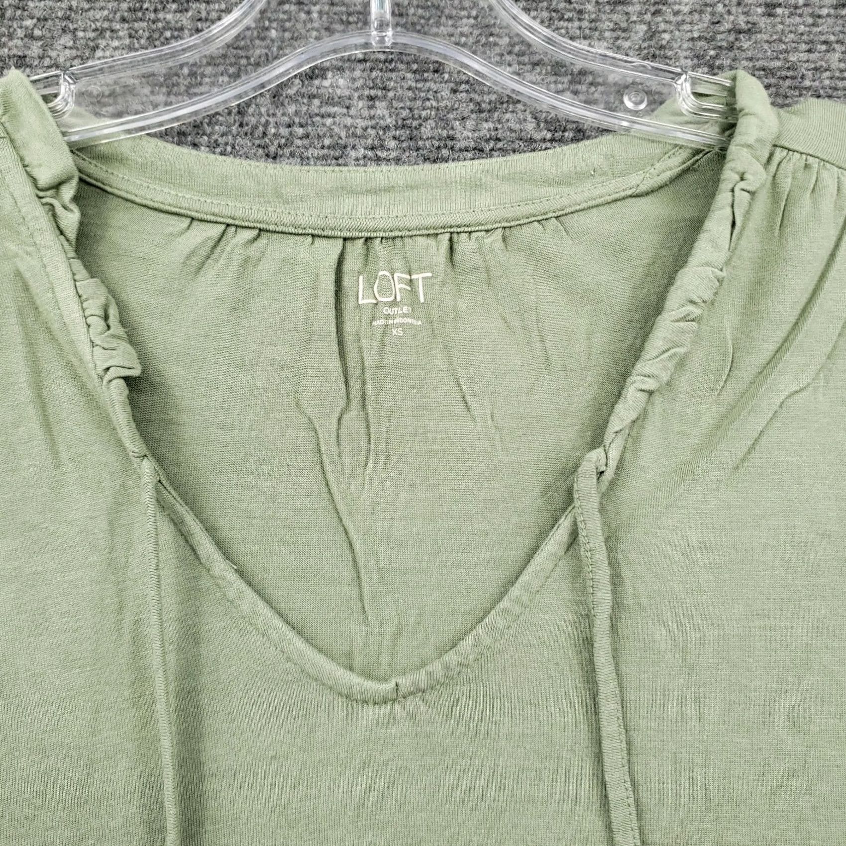 Loft Loft Outlet Tank Womens XS Green Ruched V Neck Drawstring Sleeveless Drawstring Size ONE SIZE - 5 Thumbnail
