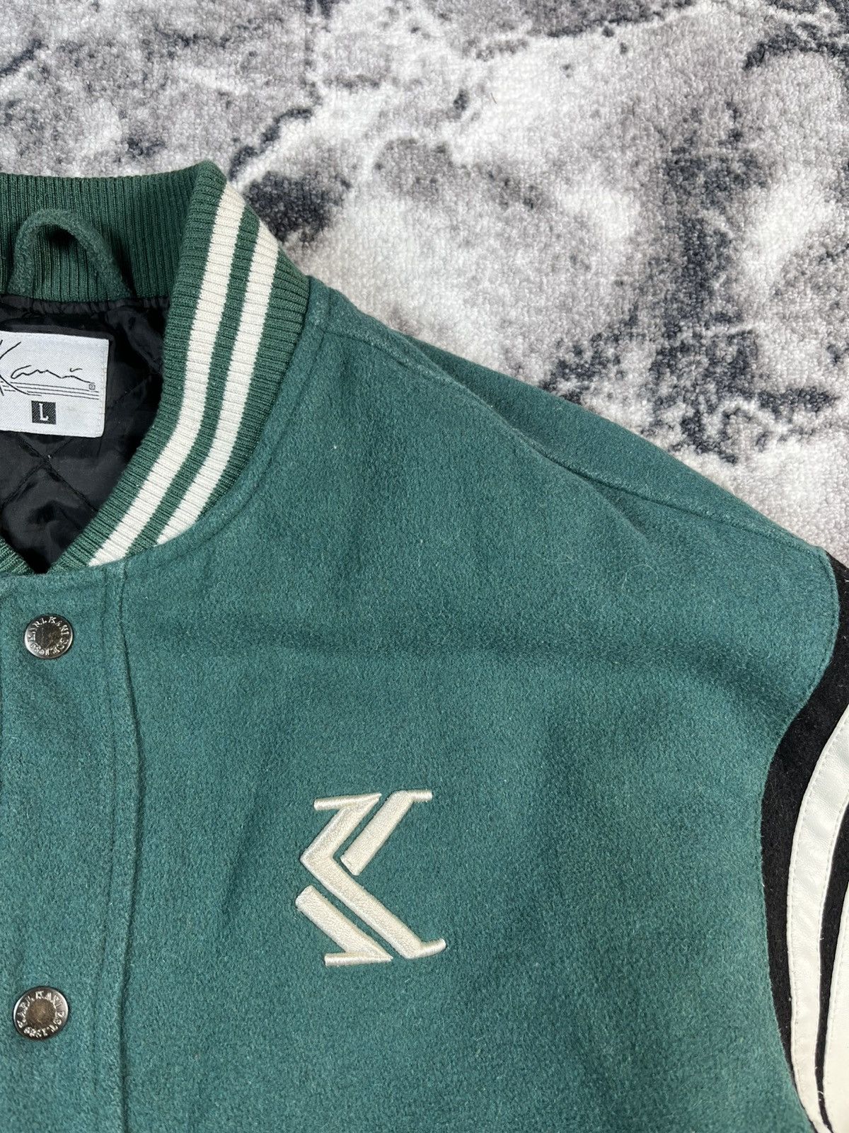 Karl Kani Karl Kani Varsity Jacket Green White Spell Out L Size US L / EU 52-54 / 3 - 12 Thumbnail