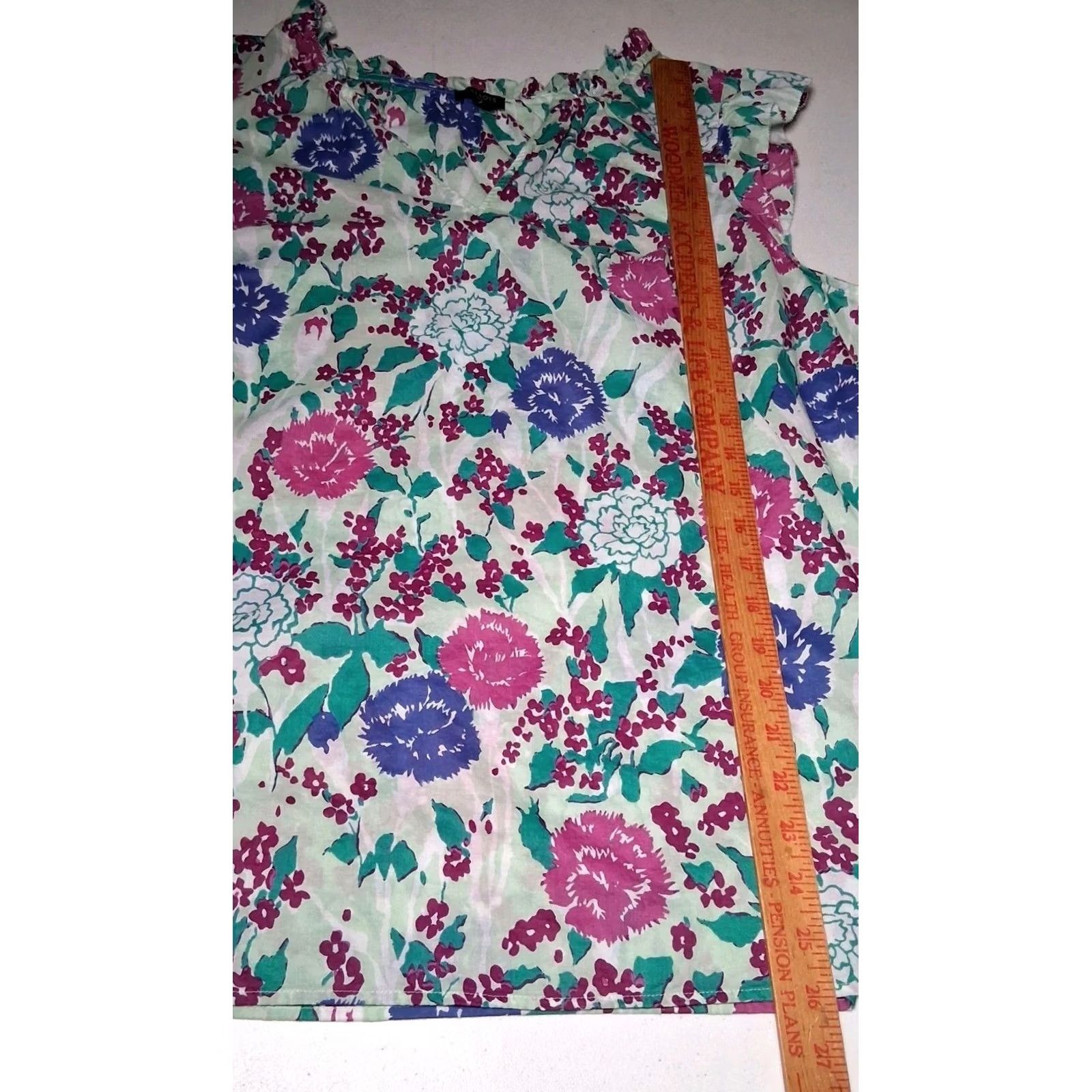 Talbots Talbots Blouse 1X Blue Purple Floral Sleeveless Ruffle V-Neck Pullover Shirt Women Plus Size Size XL / US 12-14 / IT 48-50 - 5 Thumbnail