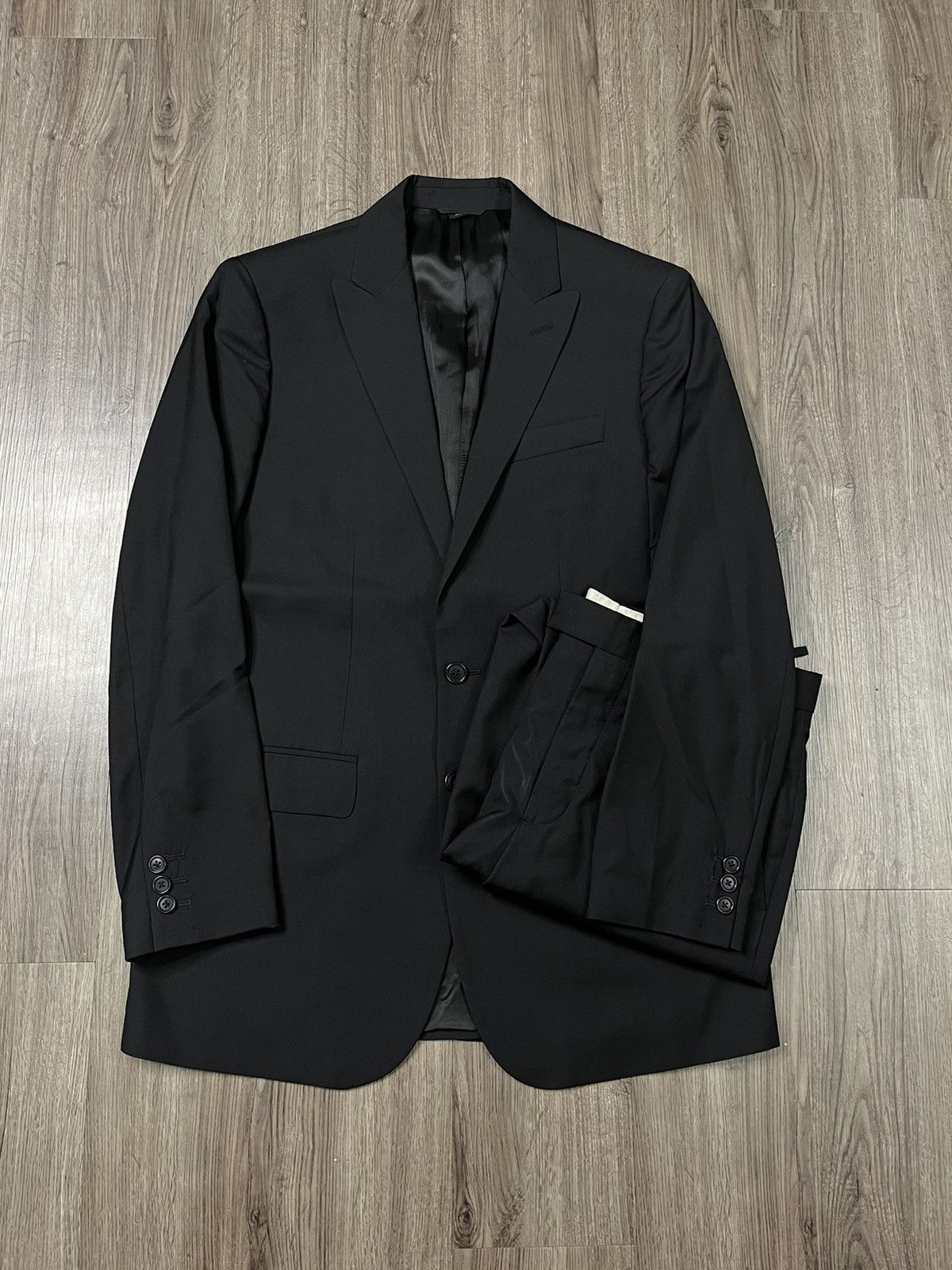 Helmut Lang Original Black Wool Silk 2-Piece Suits