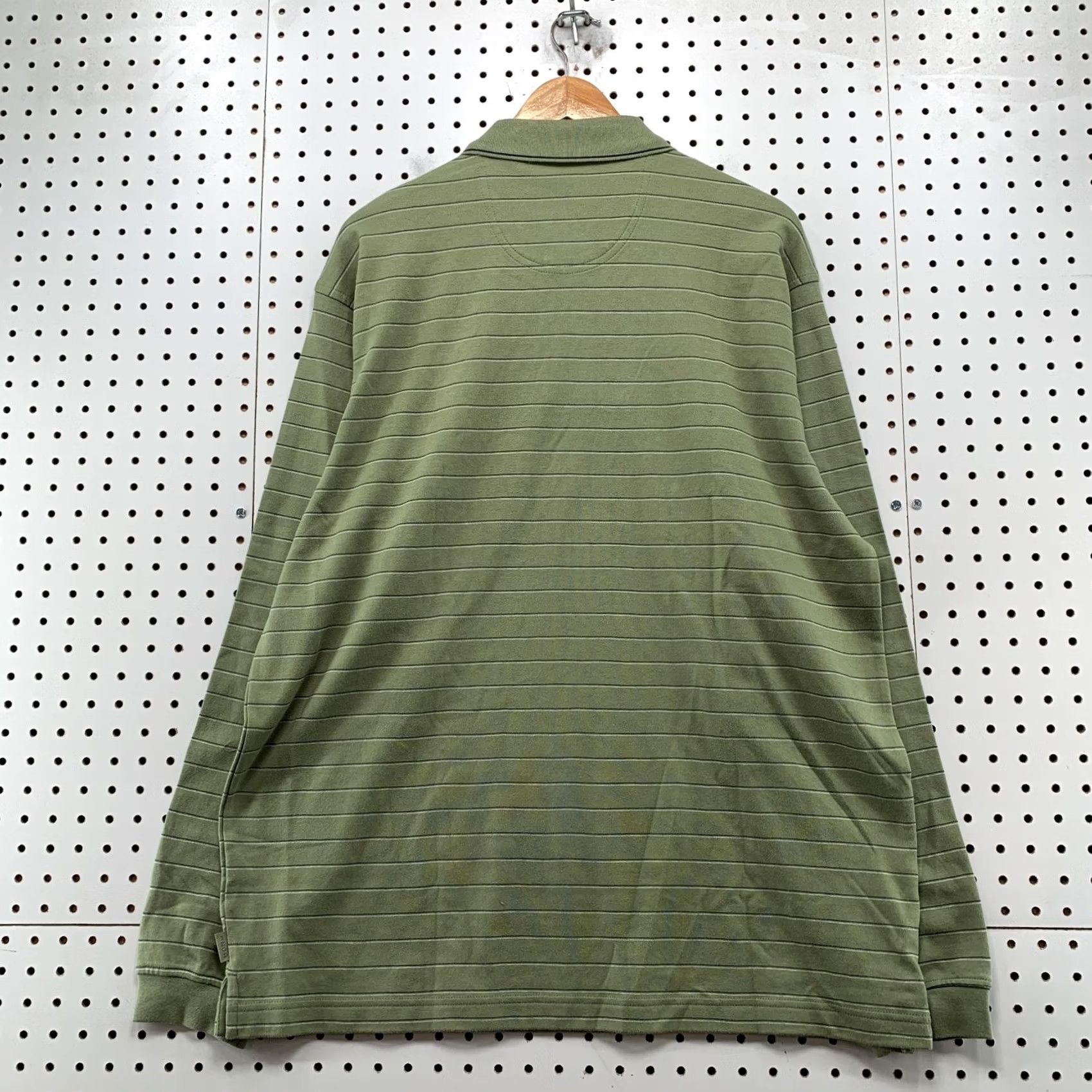 Izod IZOD Polo Shirt Mens L Olive Green Striped Long Sleeve Collared NWT Shirt Size US L / EU 52-54 / 3 - 2 Thumbnail