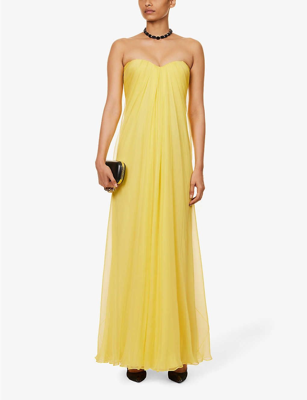 Alexander McQueen o1y0325 Maxi Dress in Yellow Size M / US 6-8 / IT 42-44 - 2 Thumbnail