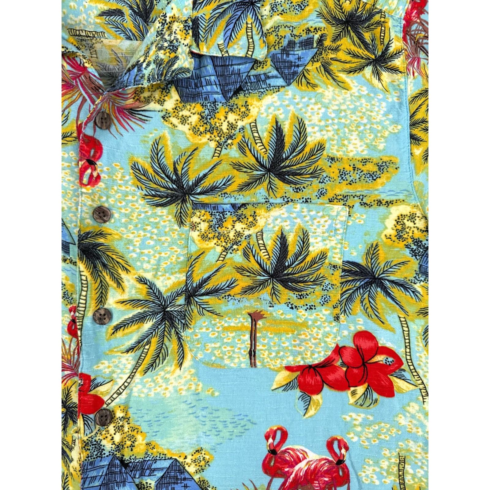 George George Shirt Adult 2XL Blue Floral Hawaiian Button-Up Short Sleeve Mens Casual Party/Cocktail Travel Flower Size US XXL / EU 58 / 5 - 6 Thumbnail