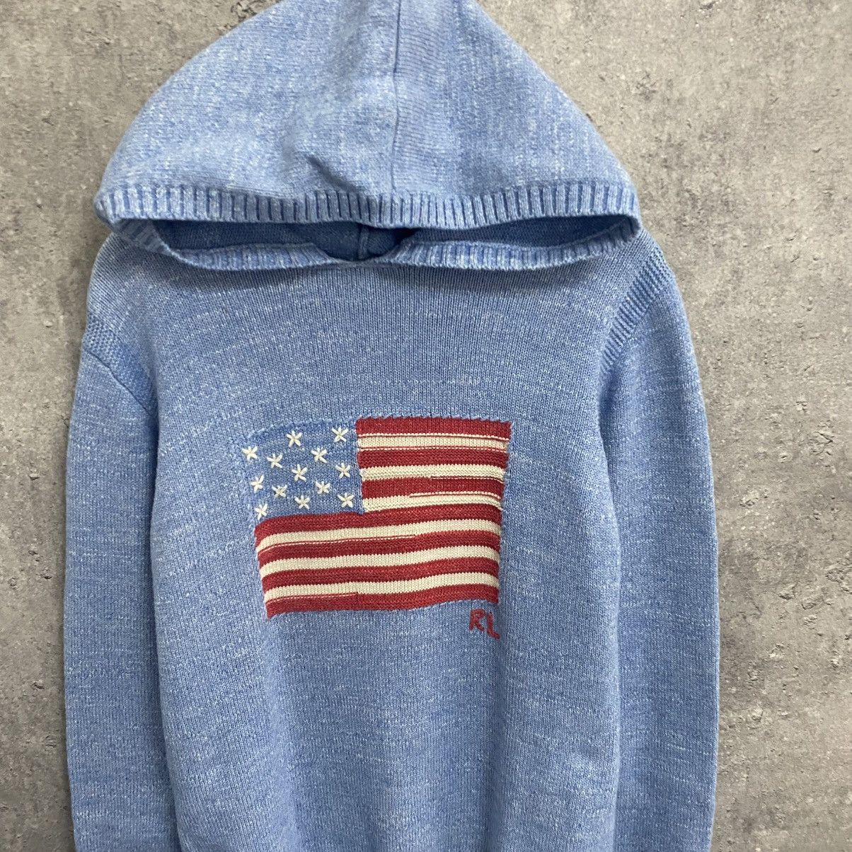 Polo Ralph Lauren Vintage Y2K Polo Ralph Lauren Knit Hoodie Sweater USA Flag Size US M / EU 48-50 / 2 - 5 Thumbnail