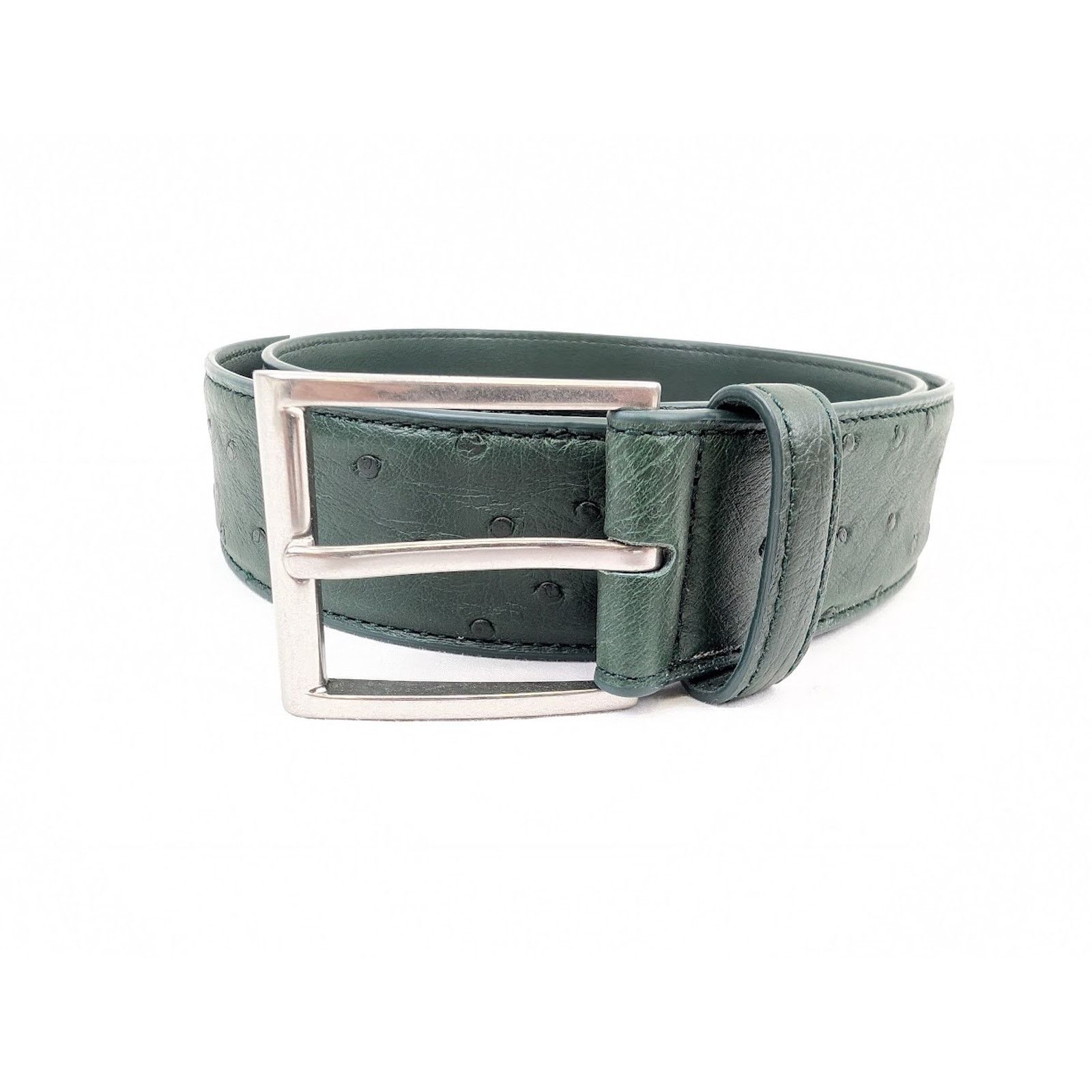 Bottega Veneta o1rshd1 Size: 95 / Struzzo Light Calf Belt in Pine Green Size 36 - 3 Thumbnail