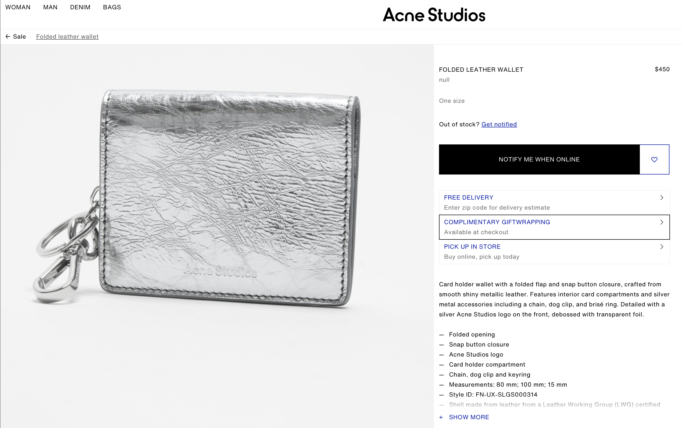 Acne Studios FINAL DROP! Acne Studios Foil Leather Snap Wallet $450 Size ONE SIZE - 10 Thumbnail