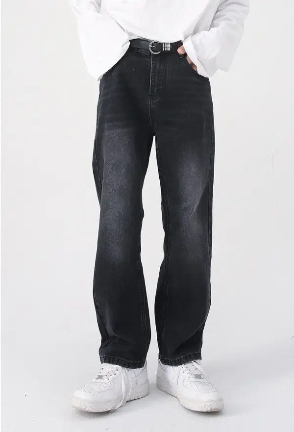 Japanese Brand Hirose x Kato Black and grey retro washed straight jeans Size US 32 / EU 48 - 1 Thumbnail