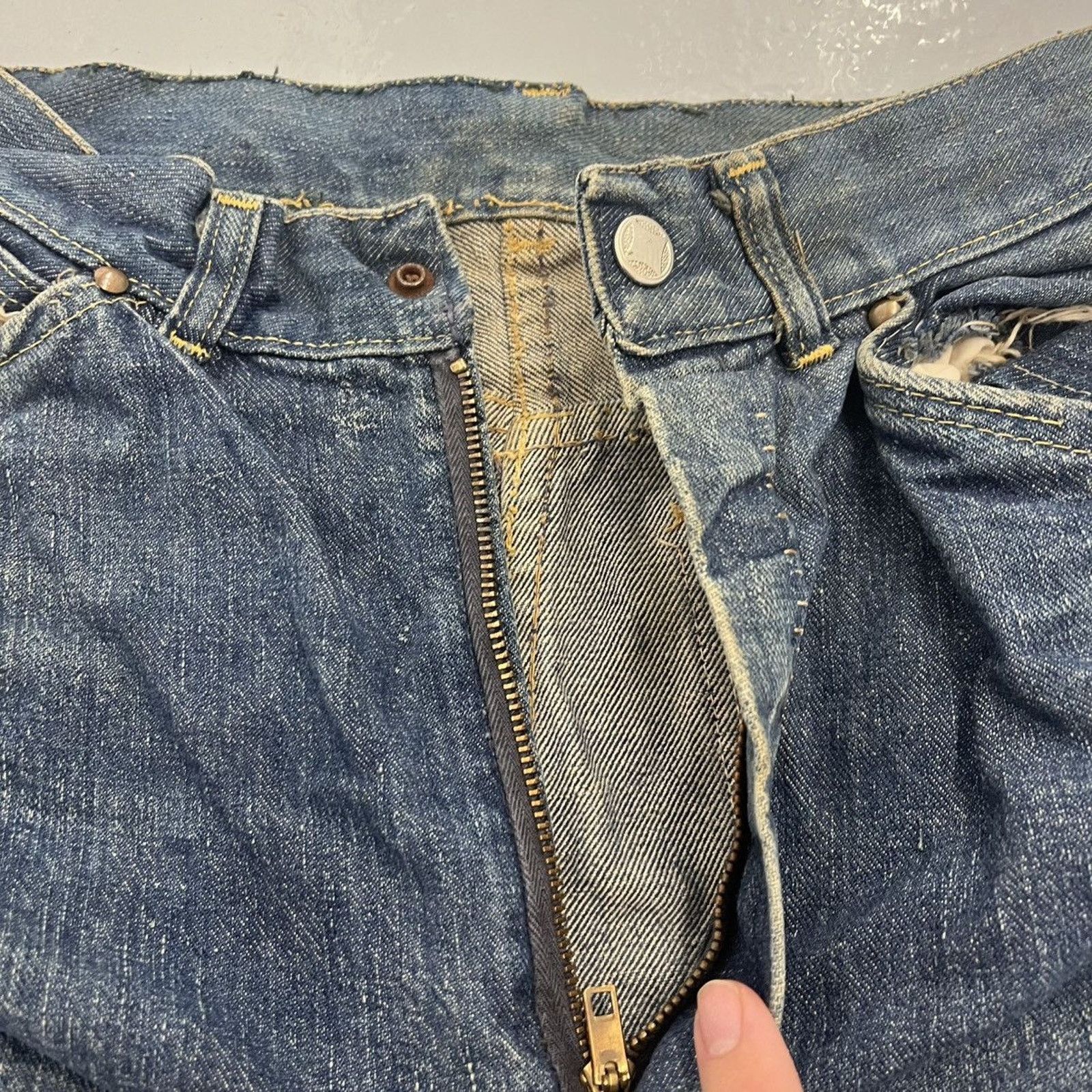 Other Vintage 60s Blue Denim Slim Leg Workwear Jeans 24x27 Size 24" / US 00 / IT 34 - 5 Thumbnail