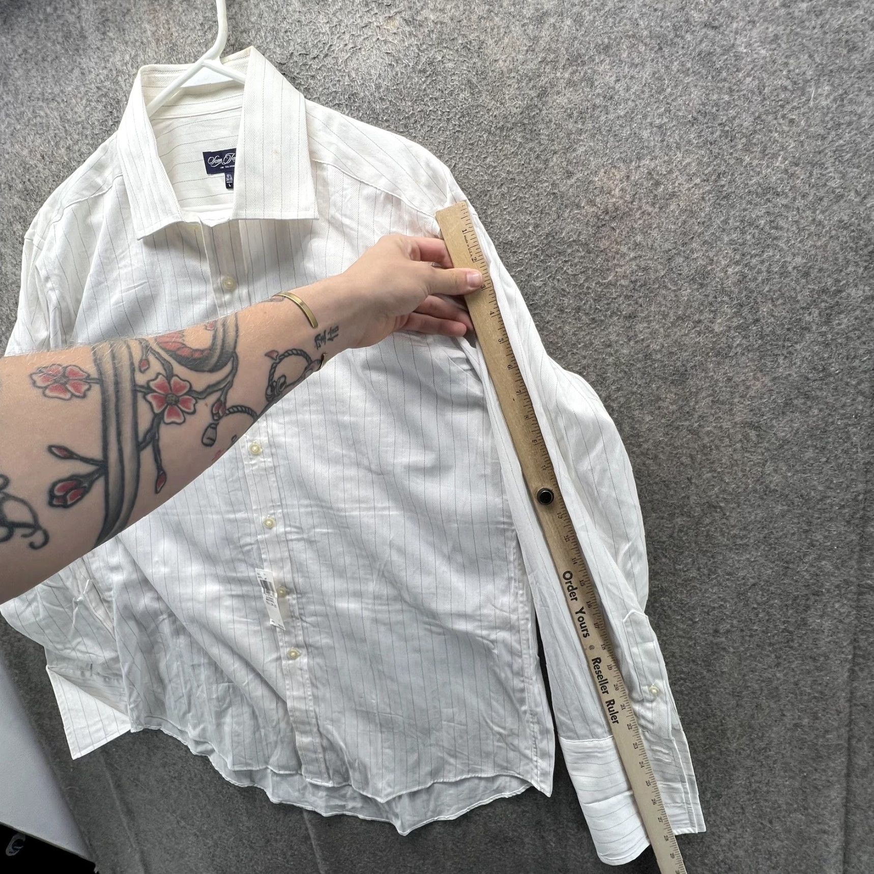 Sean John Sean John Dress Shirt Mens 16.5 34/35 White Stripe 100% Cotton Long Sleeve Mens 16.5 Neck 34/35 Sleeve Shirt Dress Shirt Mens Regular White Stripe 90s Size 46R - 5 Thumbnail