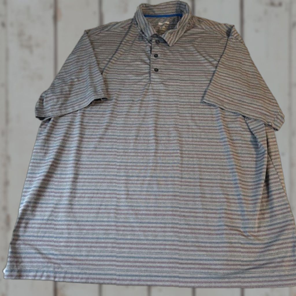 Reebok Reebok Polo Shirt Golf 3XL Men Gray White Blue Red Stripes Polyester Spandex Short Sleeve Collared Big & Tall Mens Size US XXL / EU 58 / 5 - 1 Thumbnail
