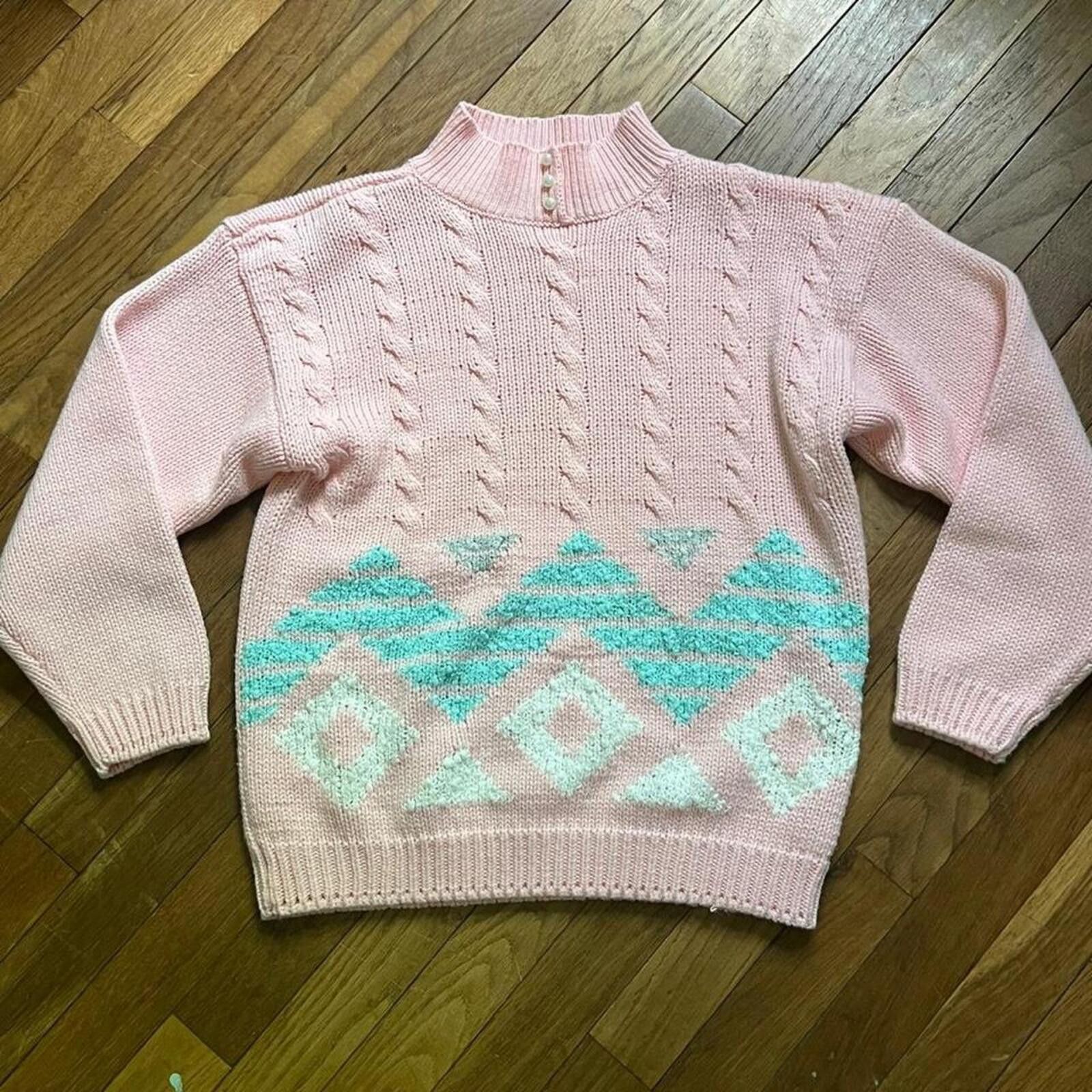 Other Pastel Turtleneck 80s style sweater pullover Size S / US 4 / IT 40 - 2 Thumbnail