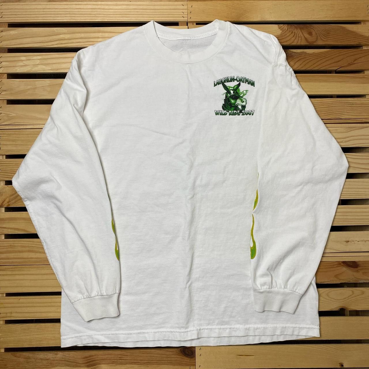 Other Vintage 2007 White Biker Tee with Flame Sleeves Size XL Size US XL / EU 56 / 4 - 2 Thumbnail