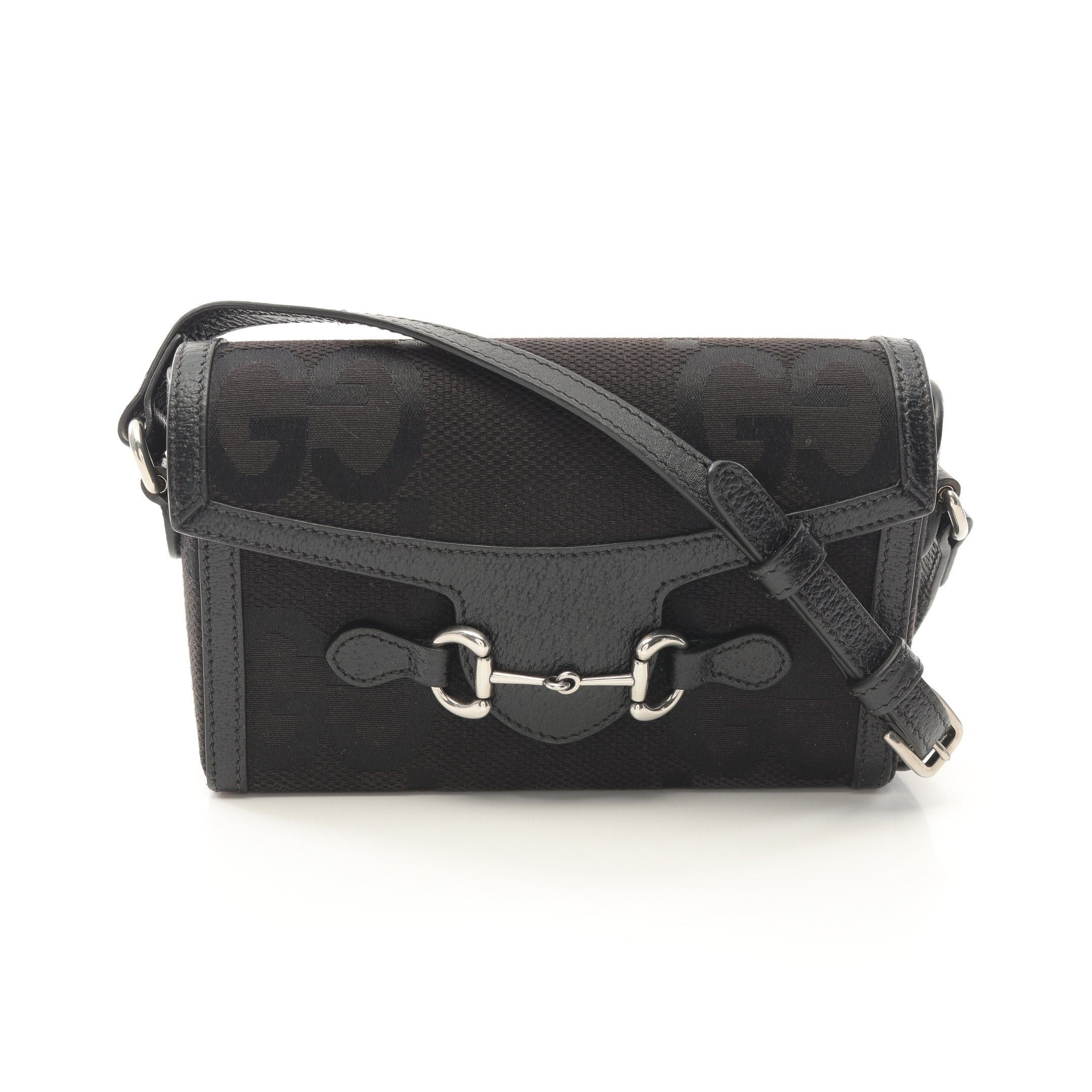Gucci Gucci Horsebit 1955 Jumbo Gg Shoulder Bag Canvas Leather Black Size ONE SIZE - 1 Thumbnail