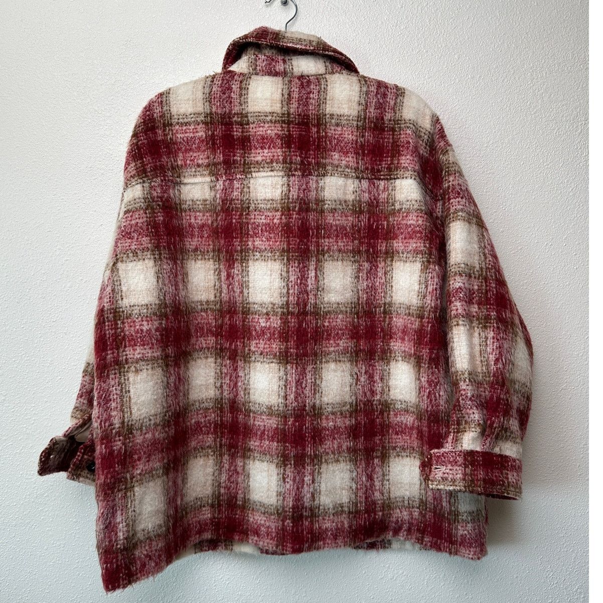 Zara Zara Jacket Red Brown Cream Plaid Womens US XL Fuzzy Size XL / US 12-14 / IT 48-50 - 7 Thumbnail