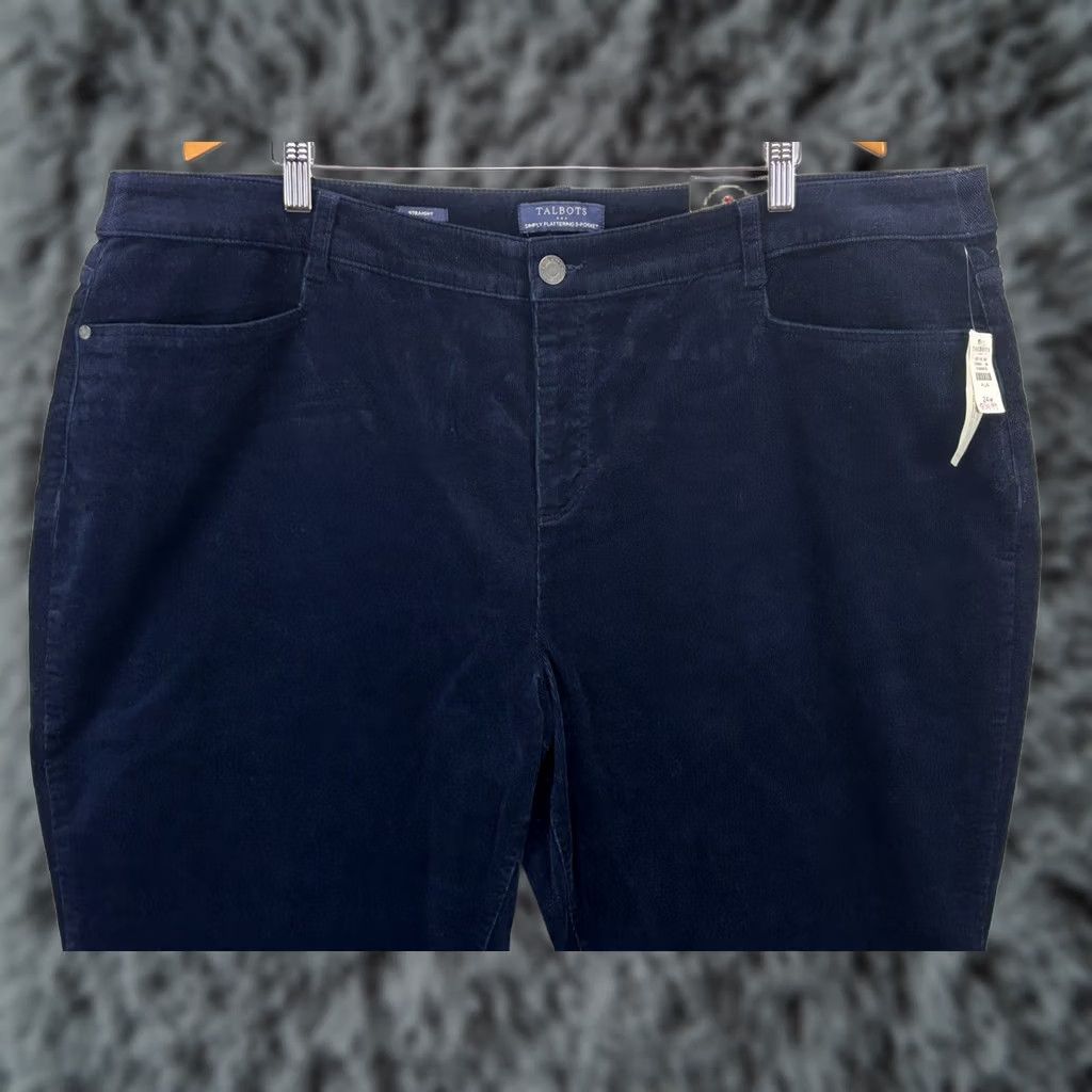 Talbots Talbots Pants Womens 24W NEW Simply Flattering Pocket Corduroy Straight Navy Size 42" / US 20 - 1 Thumbnail