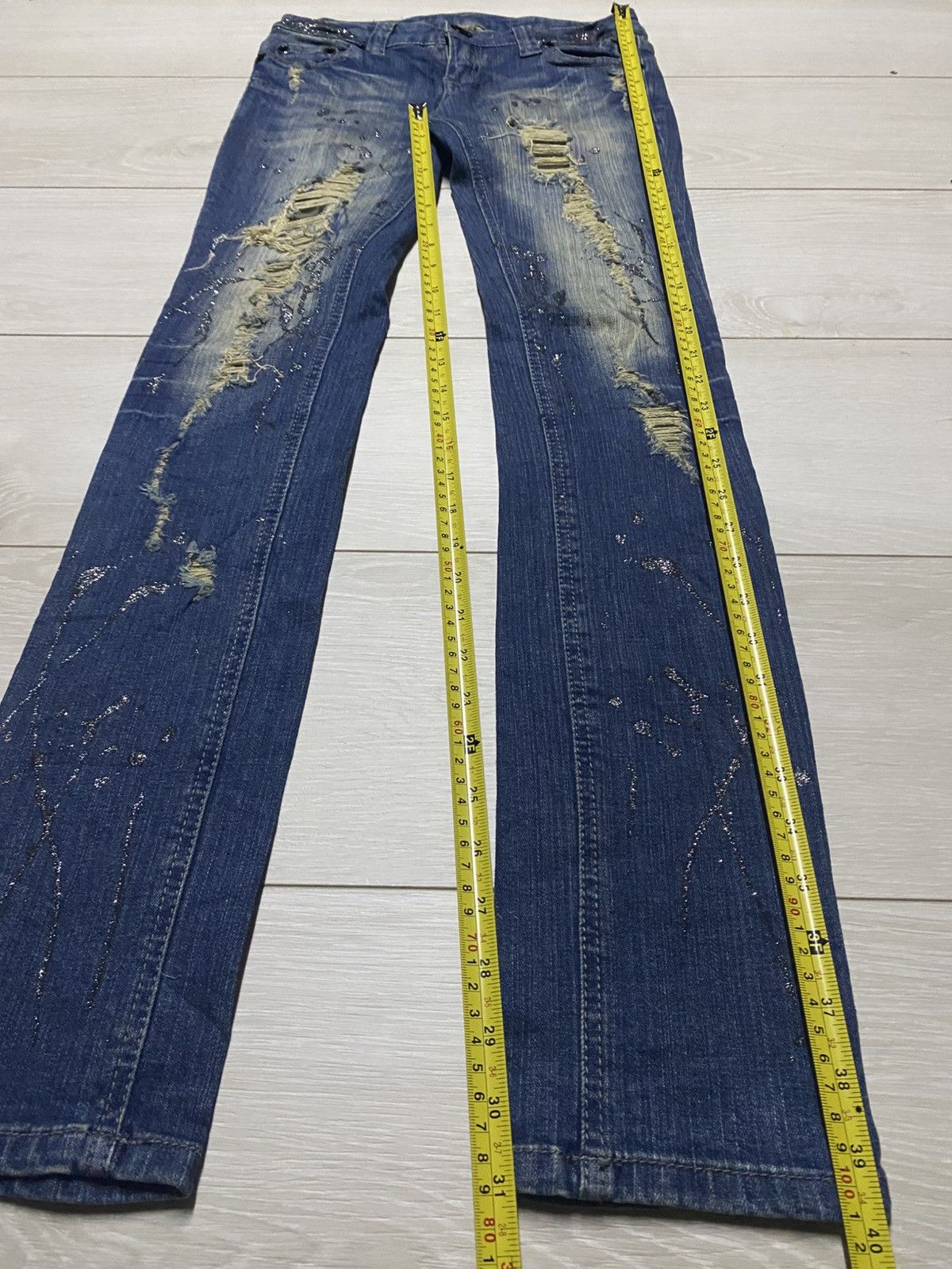 Japanese Brand Japanese Back & Forth Splatter Distressed Skinny Jeans Size US 28 / EU 44 - 16 Thumbnail