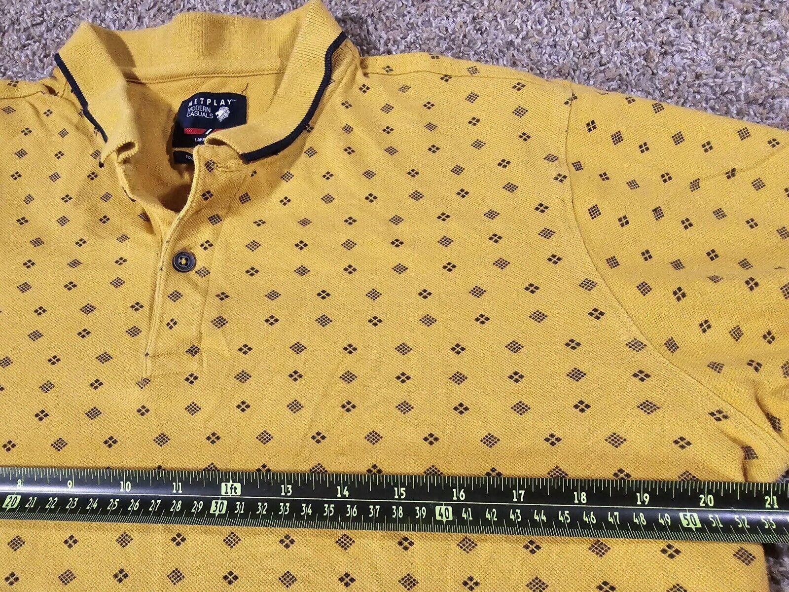 Designer Netplay modern casuals LG yellow polo shirt 100% fine cotton Size US L / EU 52-54 / 3 - 6 Thumbnail