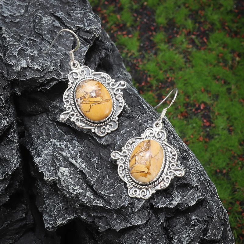 Jewelry × Vintage Exquisite Oval Gemstone Earrings Size ONE SIZE - 3 Thumbnail
