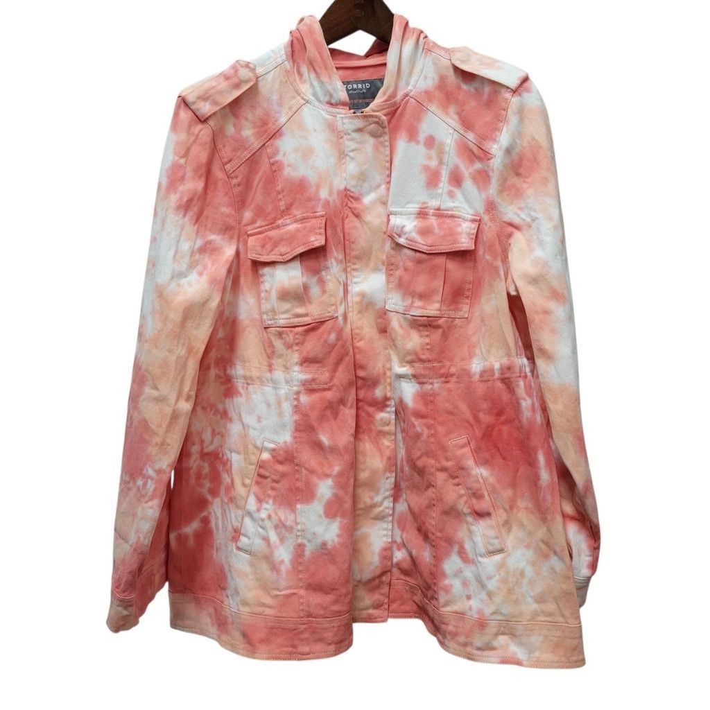 Torrid Women Full-Zip Tie-Dye Roll-Tab Hoodie Jacket Size 0