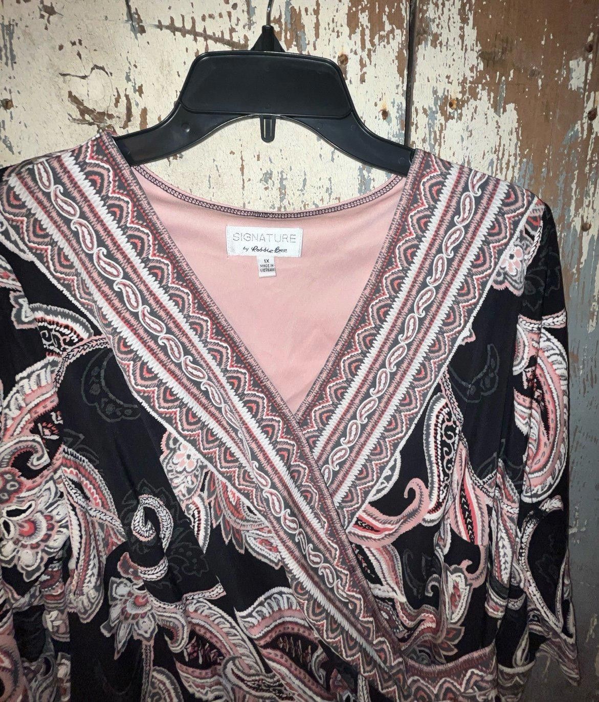 Designer NWT Signature by Robbie Bee 1X dress black paisley Size XL / US 12-14 / IT 48-50 - 3 Thumbnail