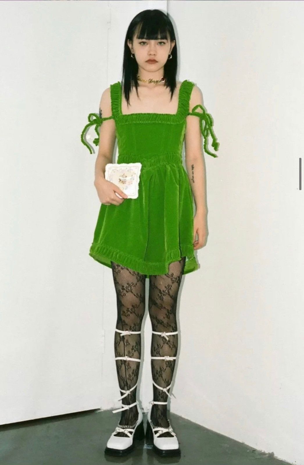 Nodress Green Velvet Mini Dress Size M / US 6-8 / IT 42-44 - 3 Thumbnail