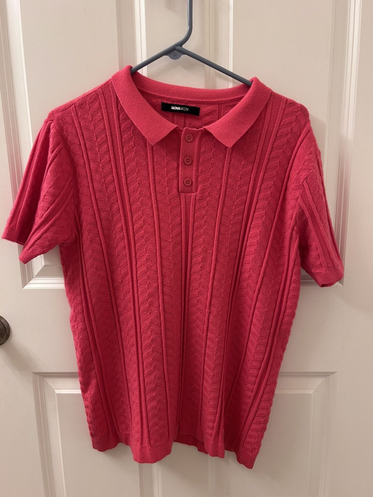 Fashion Nova Nova Men’s Breezy Print Polo Pink Medium Super Soft Viscose Size US M / EU 48-50 / 2 - 1 Thumbnail