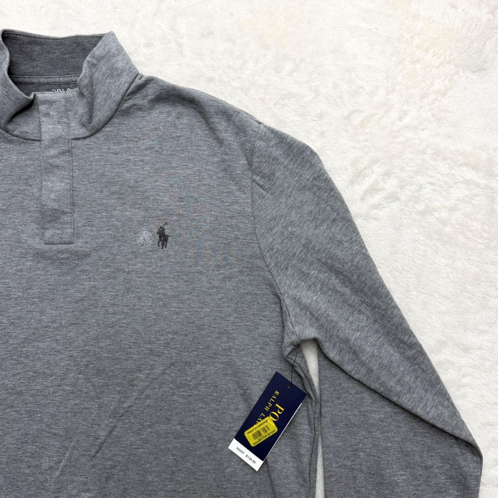 Polo Ralph Lauren Polo Ralph Lauren Sweatshirt Mens Large Gray Mock Neck Blair’s Pullover Logo Jersey Cotton Polyester Regular Long Sleeve Regular Fit Adult Mens Size US L / EU 52-54 / 3 - 4 Thumbnail