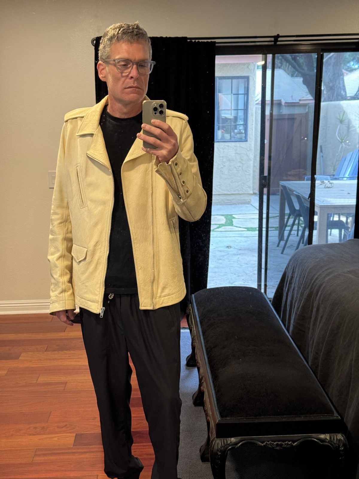 Rick Owens SS15 Faun Hammered Lambskin Leather Stooges Jacket 54 Size US L / EU 52-54 / 3 - 10 Thumbnail
