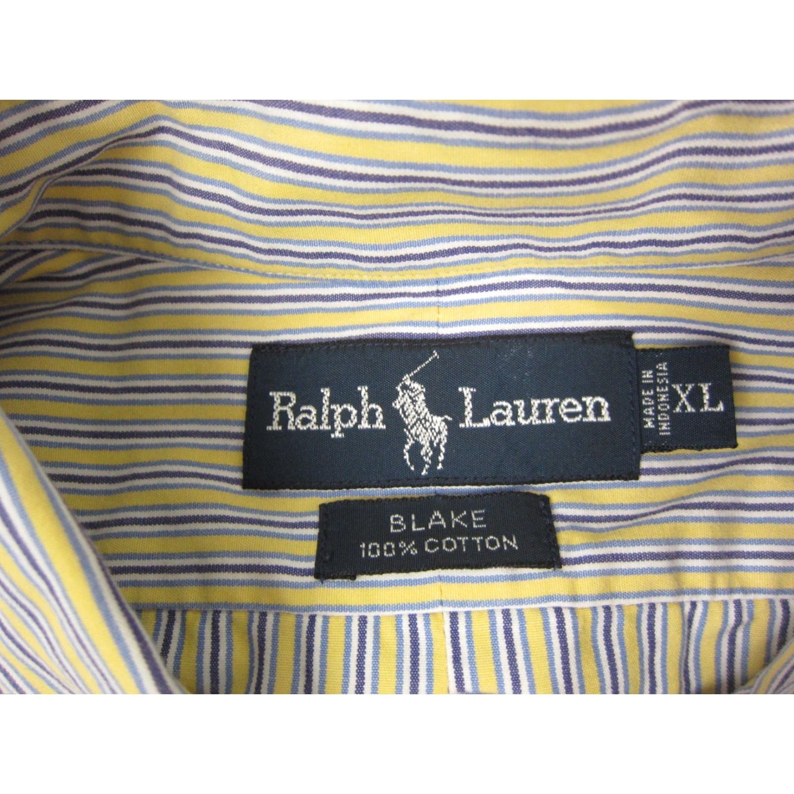 Ralph Lauren VINTAGE? No, it's Not Vintage. So: Ralph Lauren Shirt Adult XL Yellow Blue Pony Striped Button-Up Cotton Logo Pockets Classic Mens Size US XL / EU 56 / 4 - 4 Thumbnail