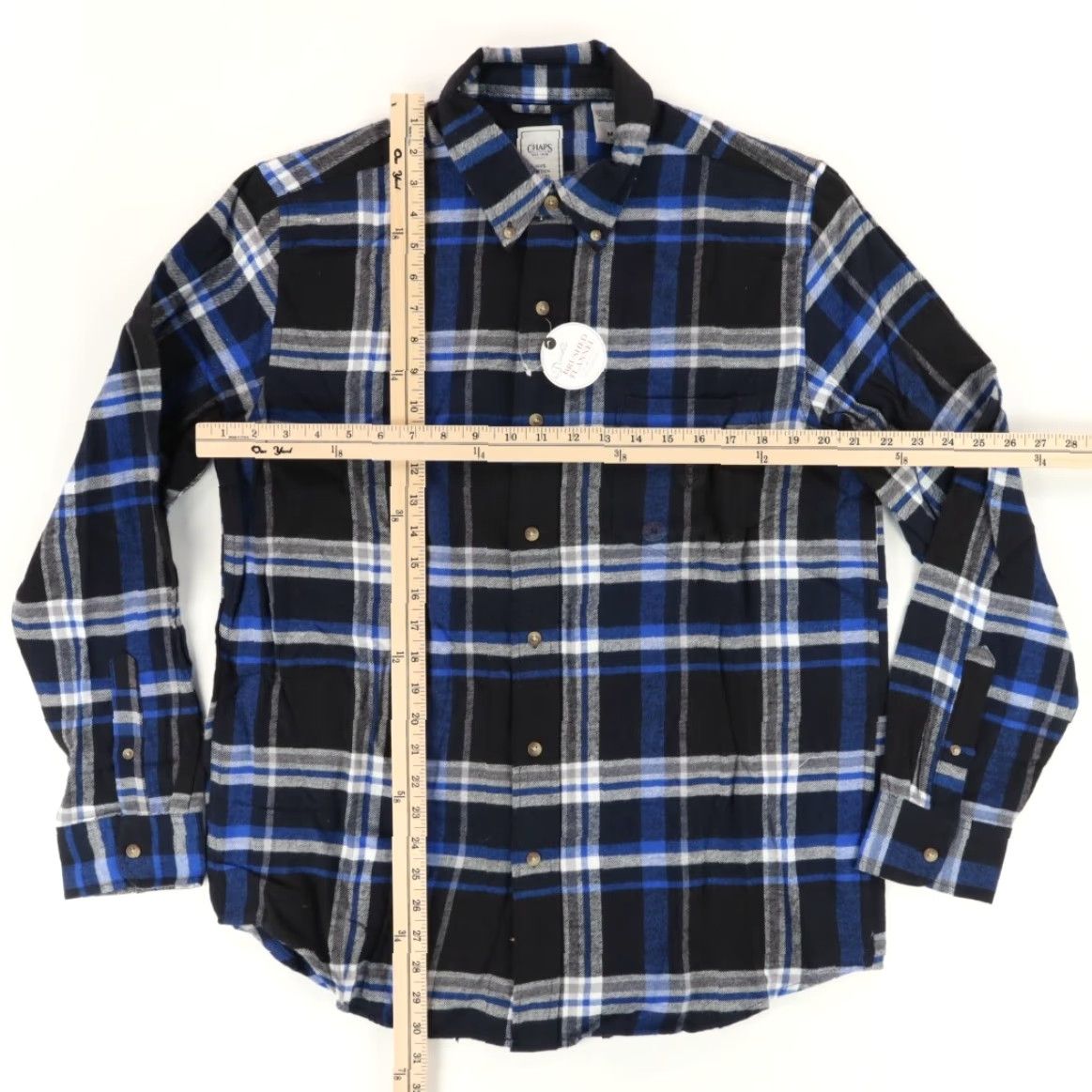Chaps Chaps Shirt Navy Blue Plaid Flannel Double Brushed Long Sleeve Button Down M Men Size US M / EU 48-50 / 2 - 3 Thumbnail