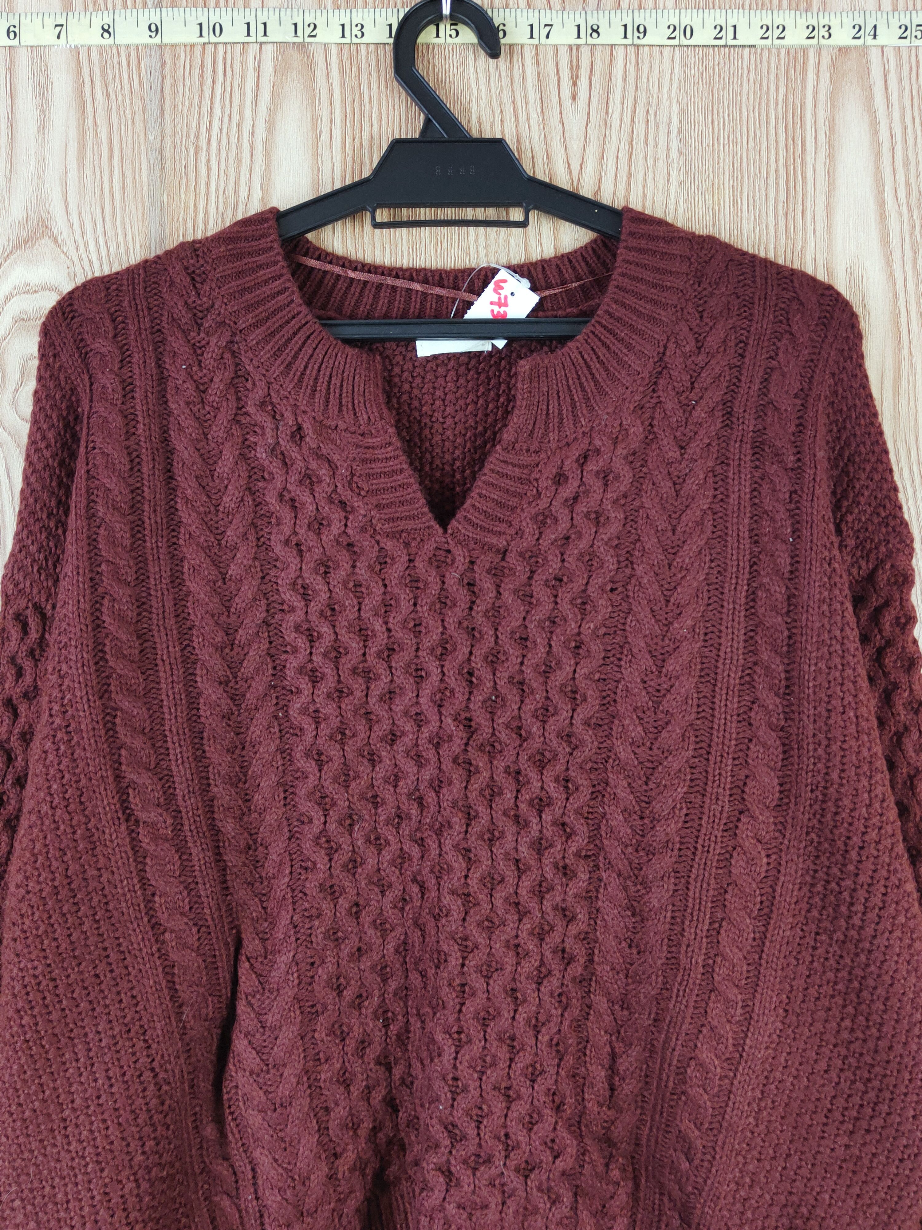 Aran Isles Knitwear × GU × Japanese Brand GU Maroon cable Knitwear Sweatshirts #W731 Size L / US 10 / IT 46 - 2 Thumbnail