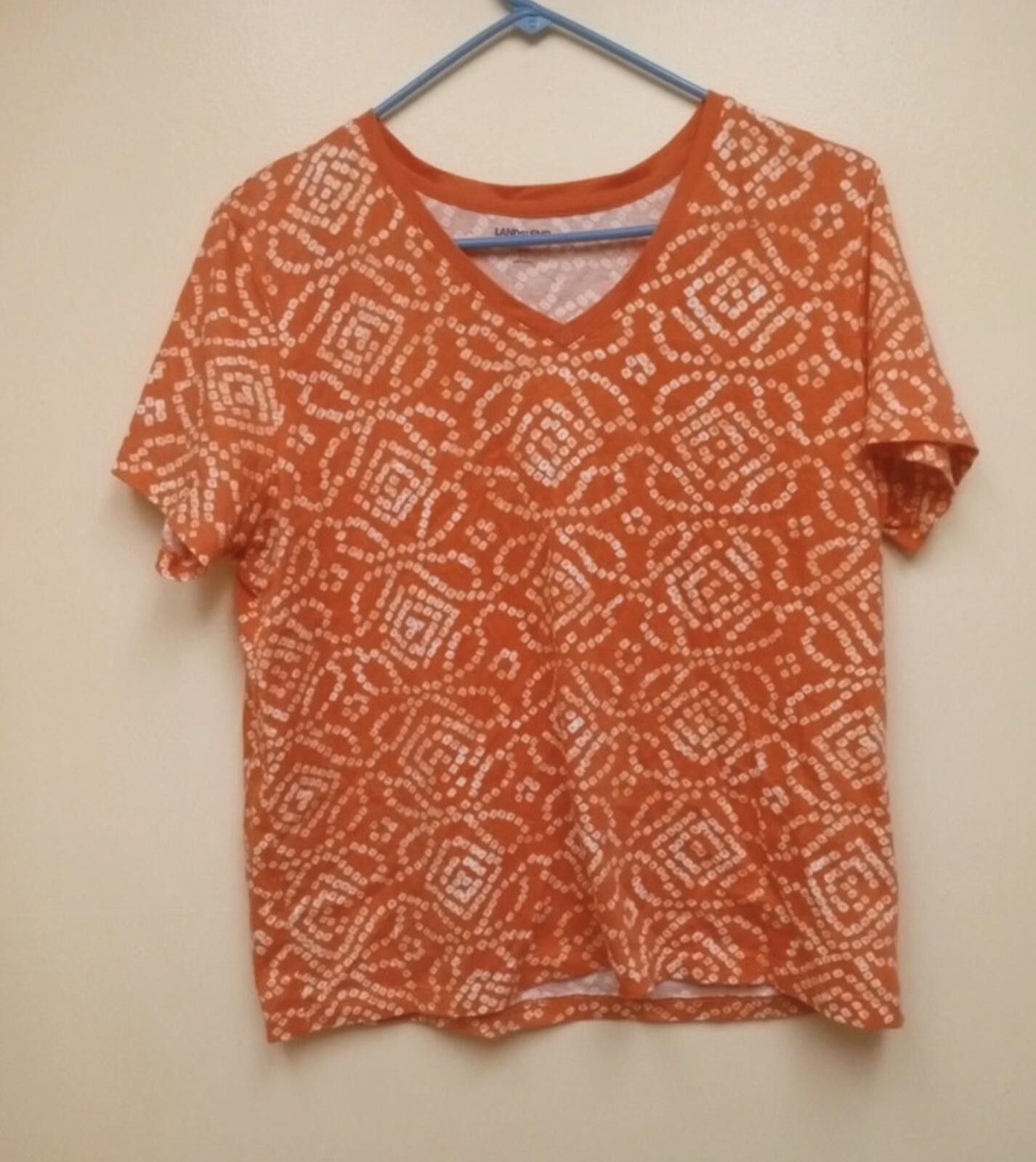 Other Lands’ End Orange Geometric Print V-Neck Relaxed Fit Medium Size M / US 6-8 / IT 42-44 - 1 Thumbnail